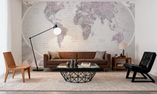 World Map Atlas Pink