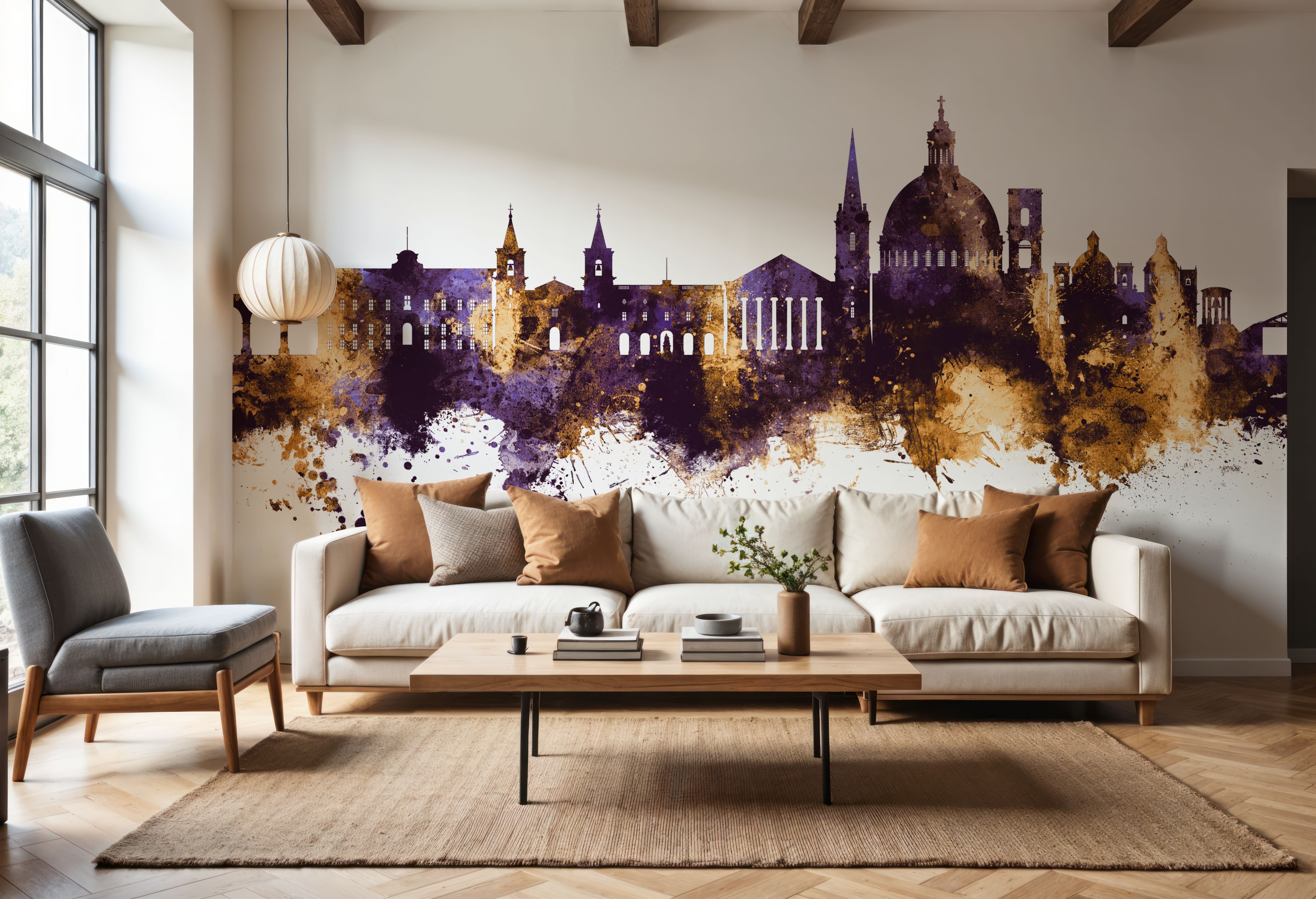 Valletta Malta Skyline Purple & Gold