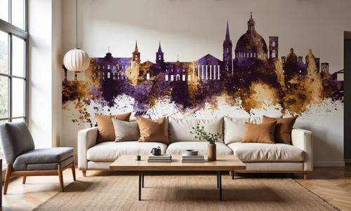 Valletta Malta Skyline Purple & Gold