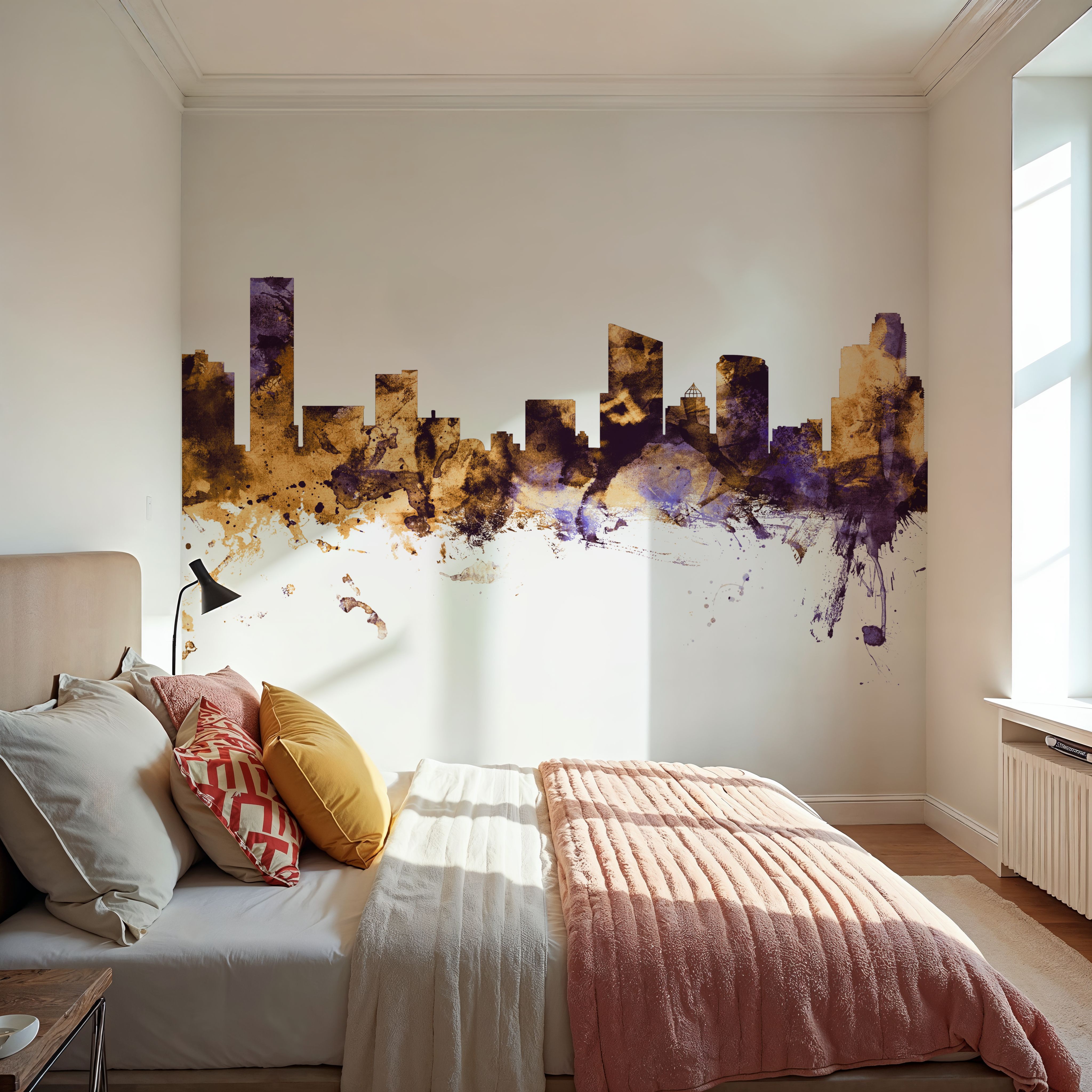 Grand Rapids Michigan Skyline Purple & Gold