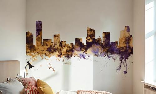 Grand Rapids Michigan Skyline Purple & Gold