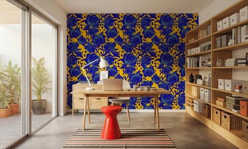 Pop Peonies, Yellow & Blue