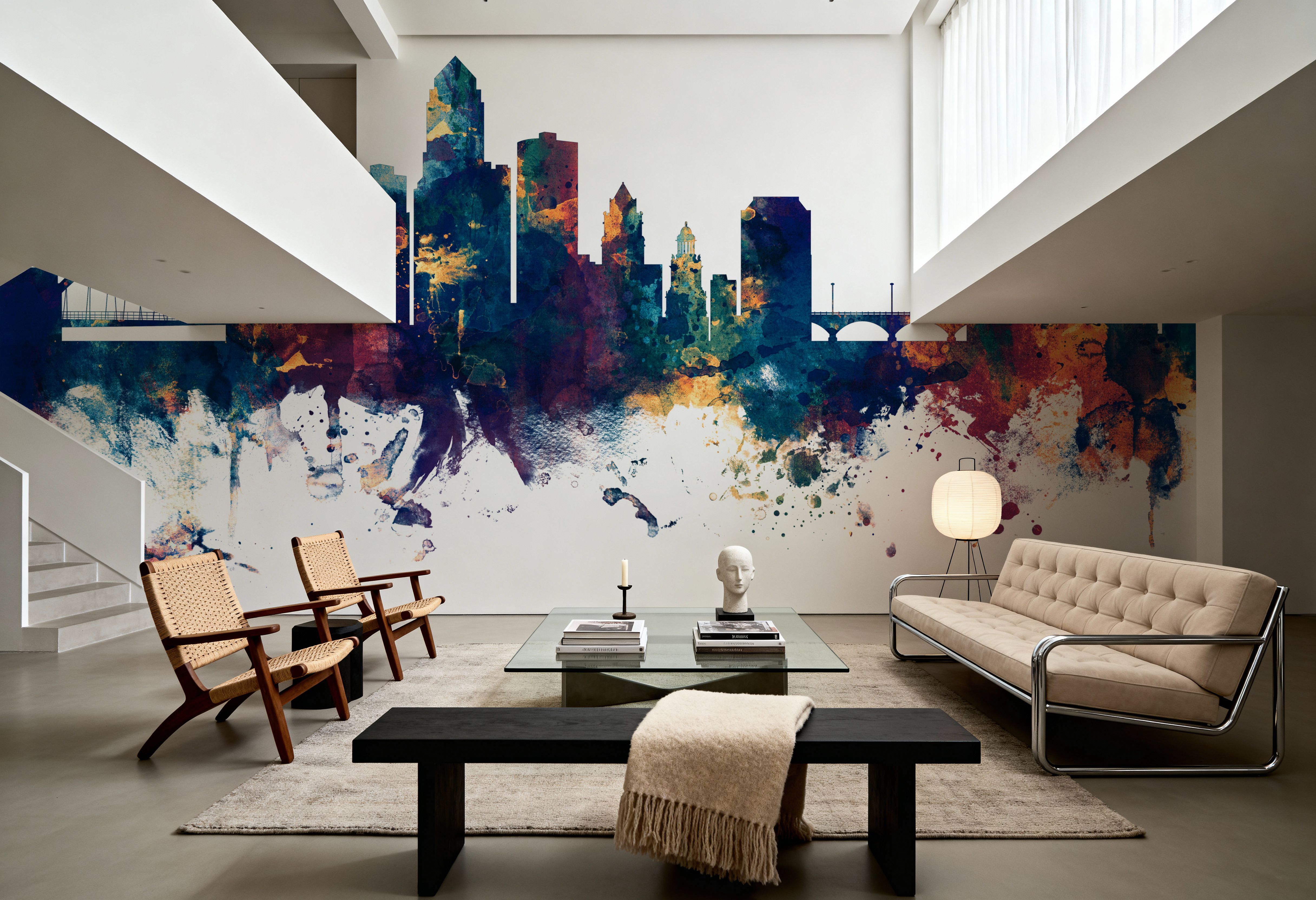 Des Moines Iowa Skyline Blue & Bronze