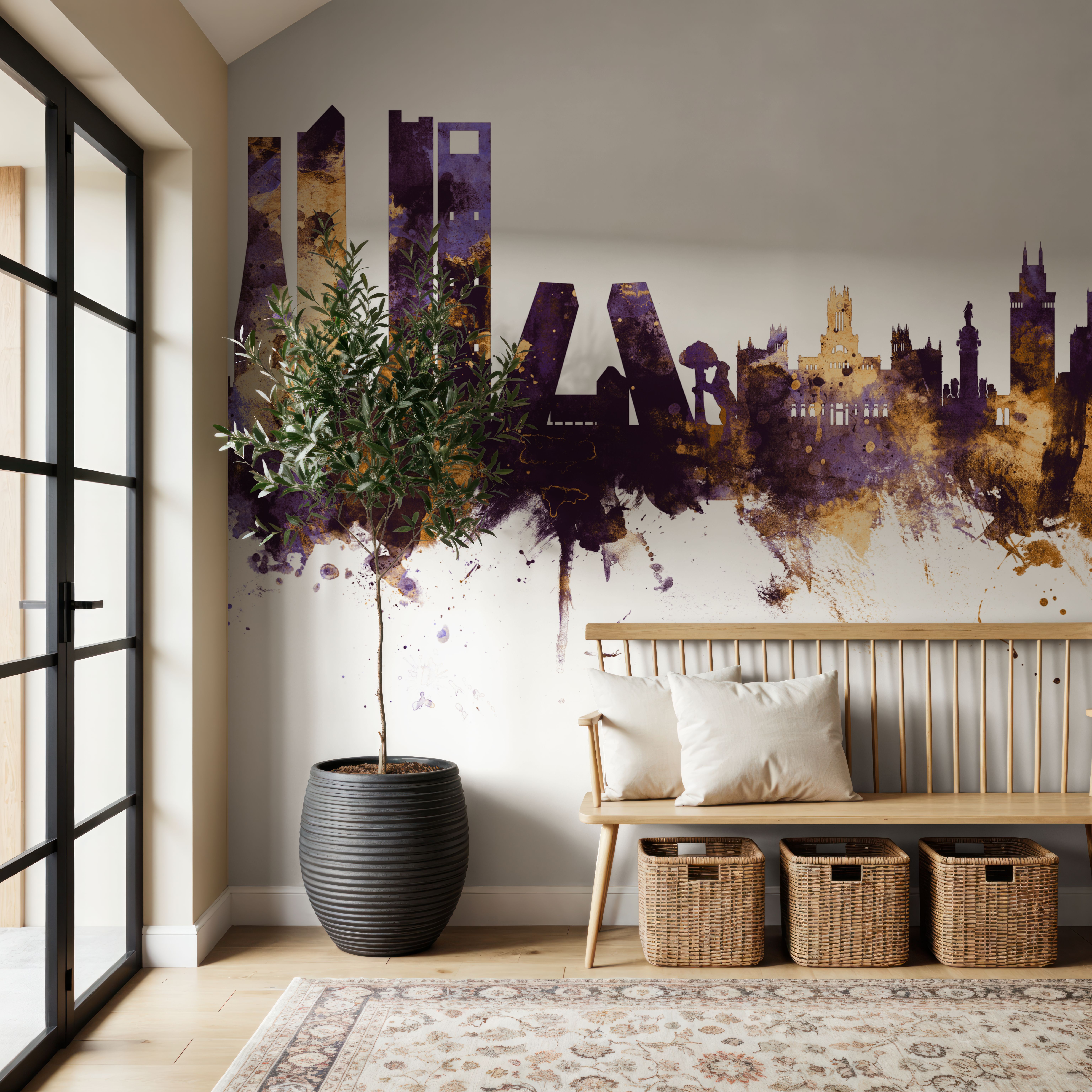 Madrid Skyline Purple & Gold
