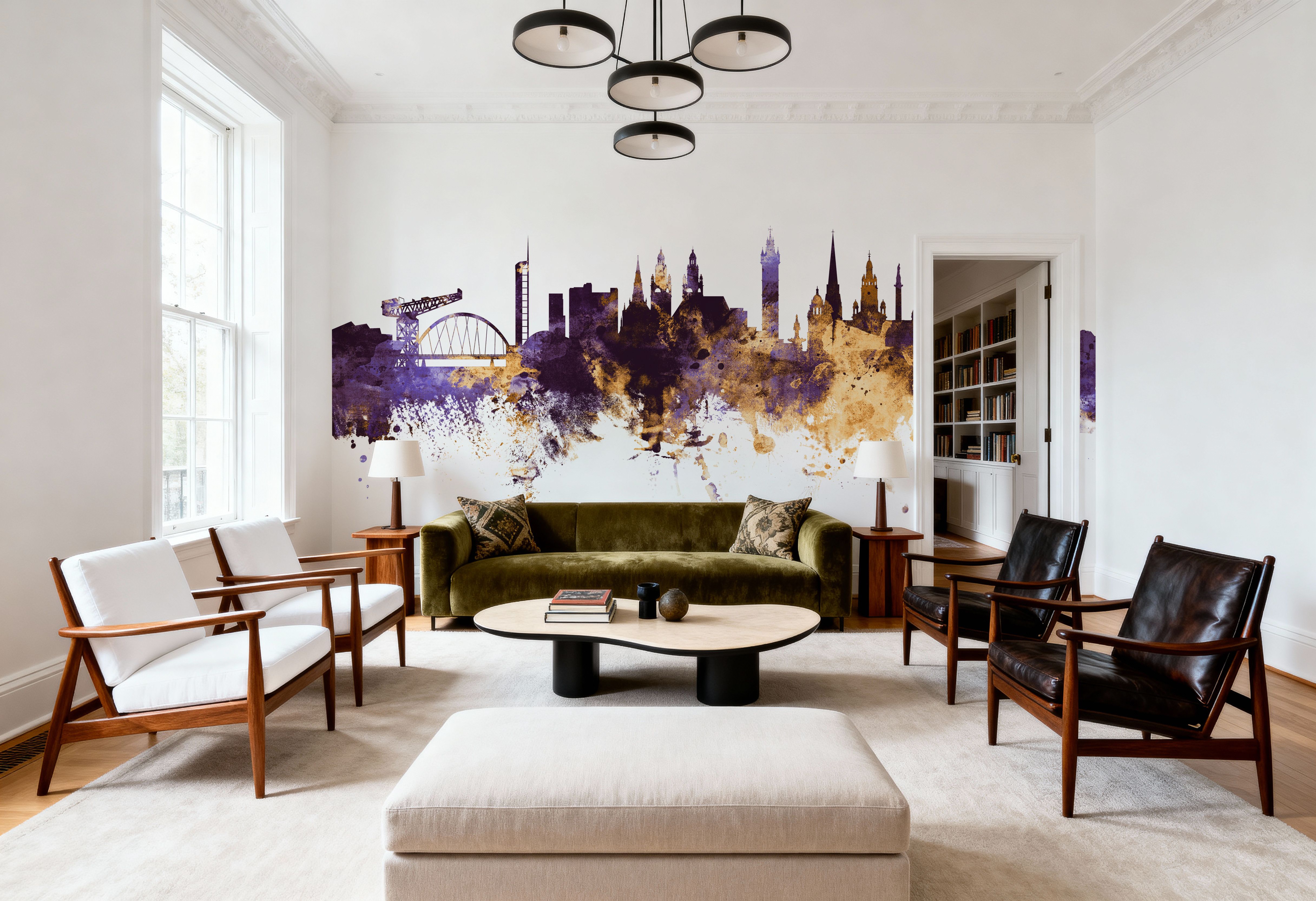 Glasgow Scotland Skyline Purple & Gold