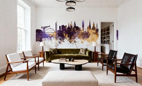 Glasgow Scotland Skyline Purple & Gold