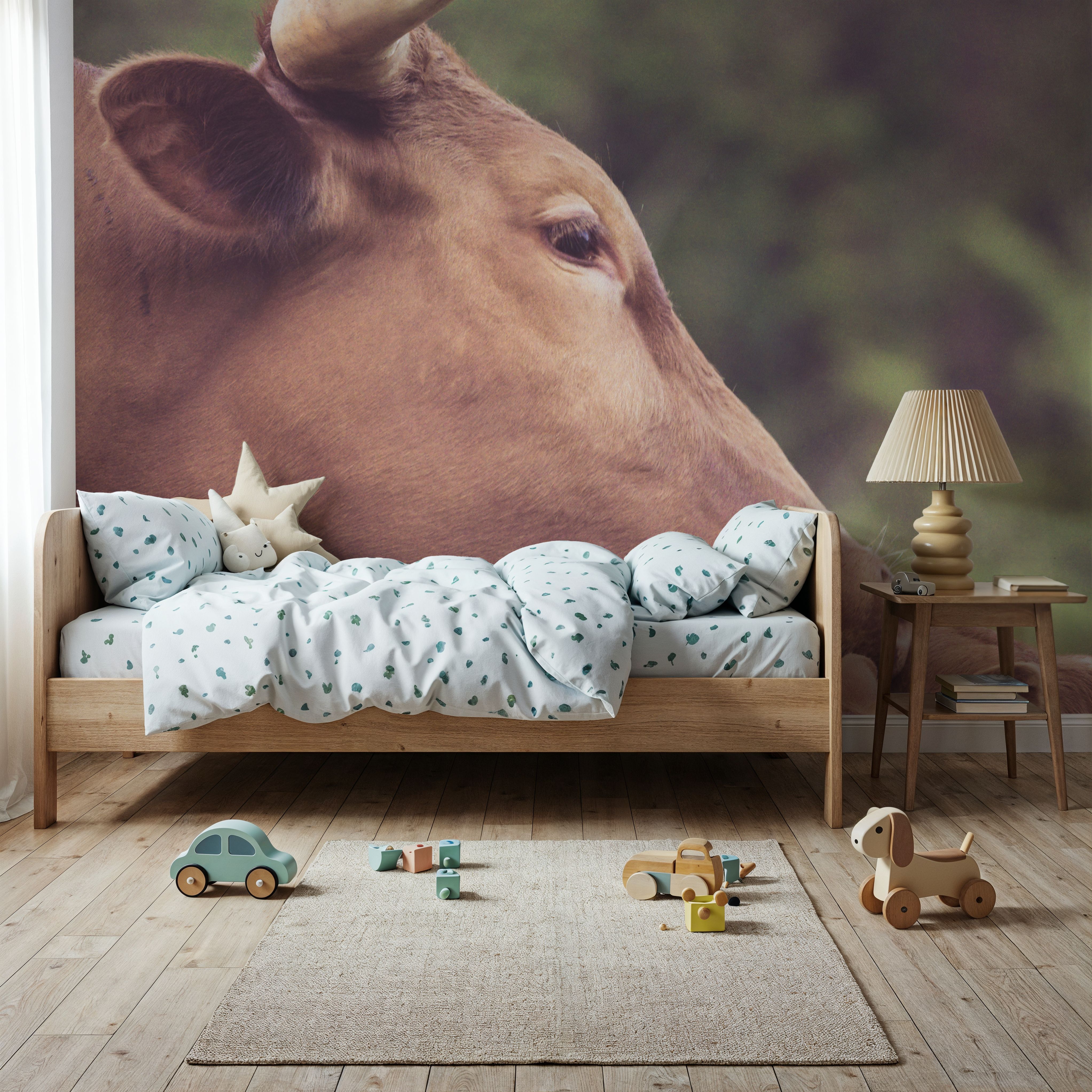 Wall Mural - Longhorn Pair - Farm Landscapes mural wallpaper - Kids' Room - Wallism US - Premium, Textured or Peel & Stick
