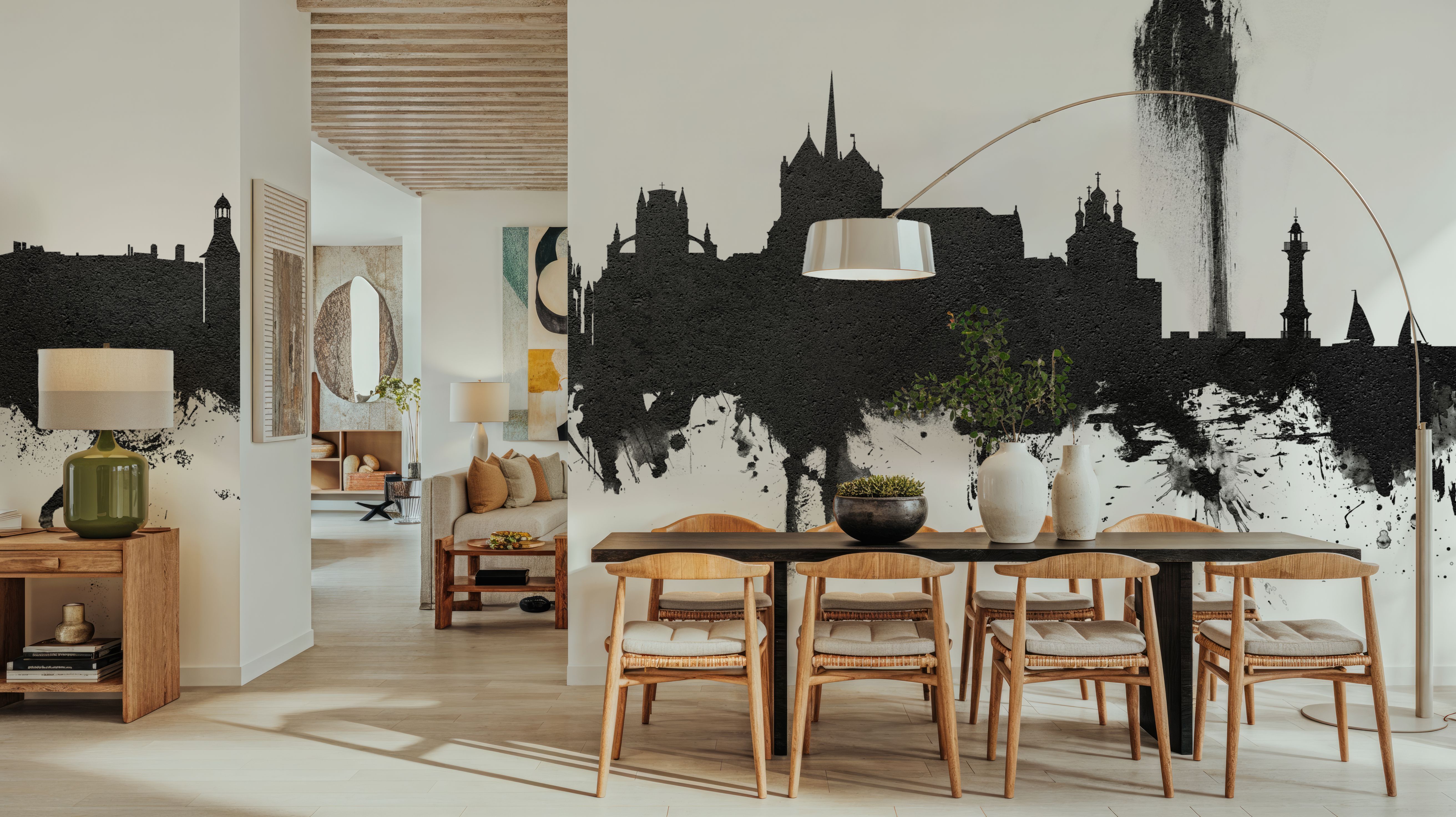 Geneva Switzerland Skyline Black & White