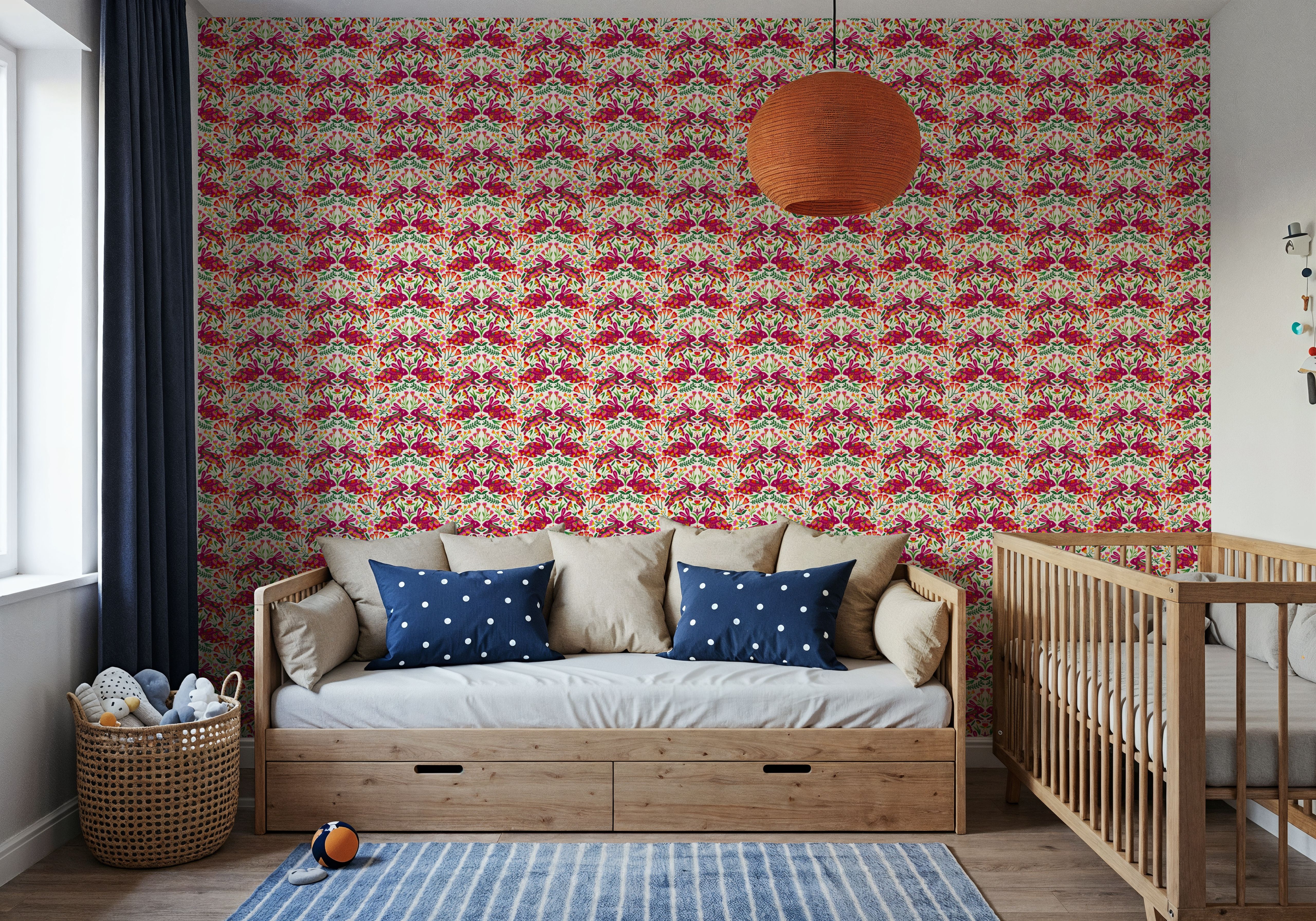 Otomi Rabbits & Flowers Pattern