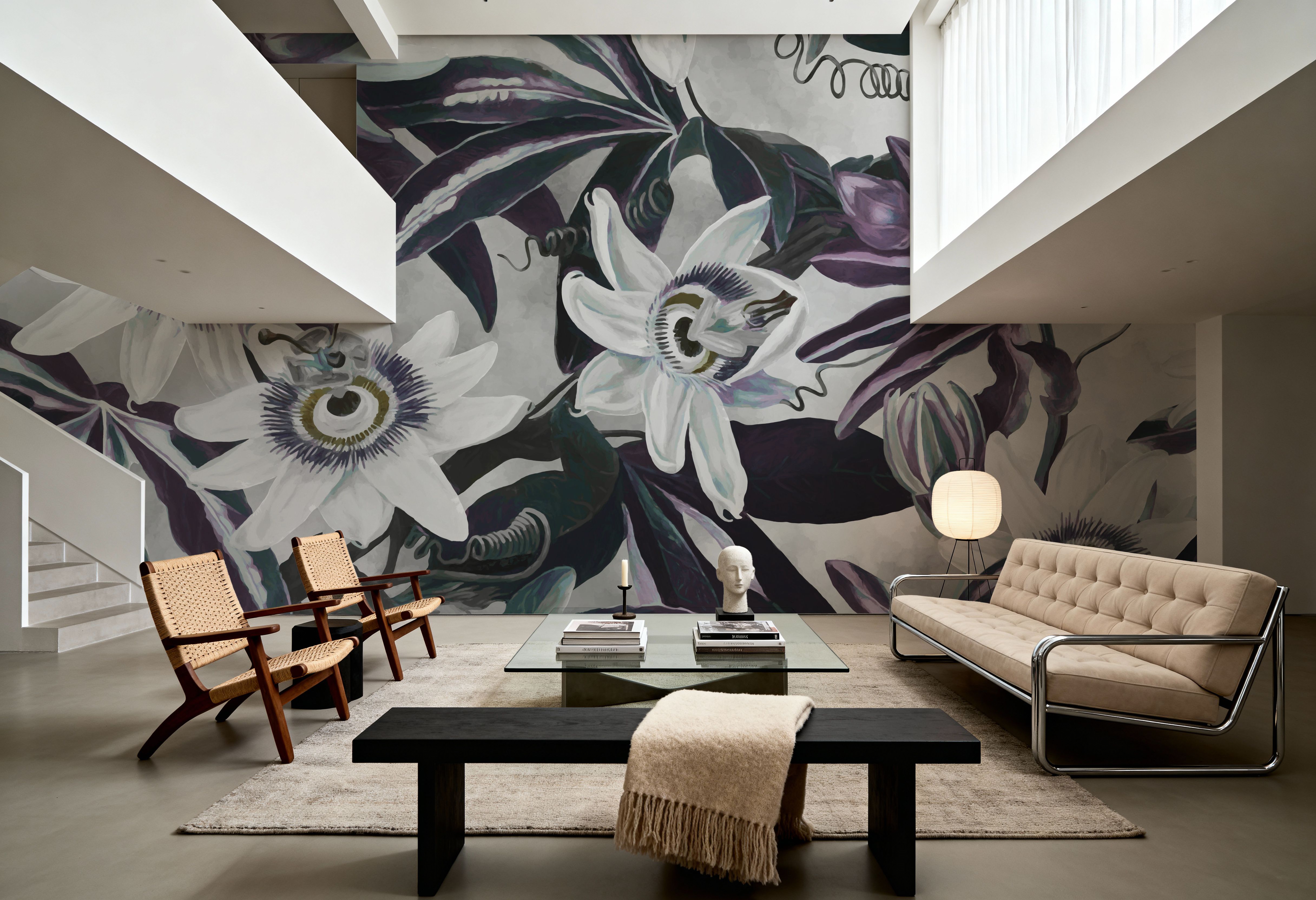 White Passiflora Muted Green