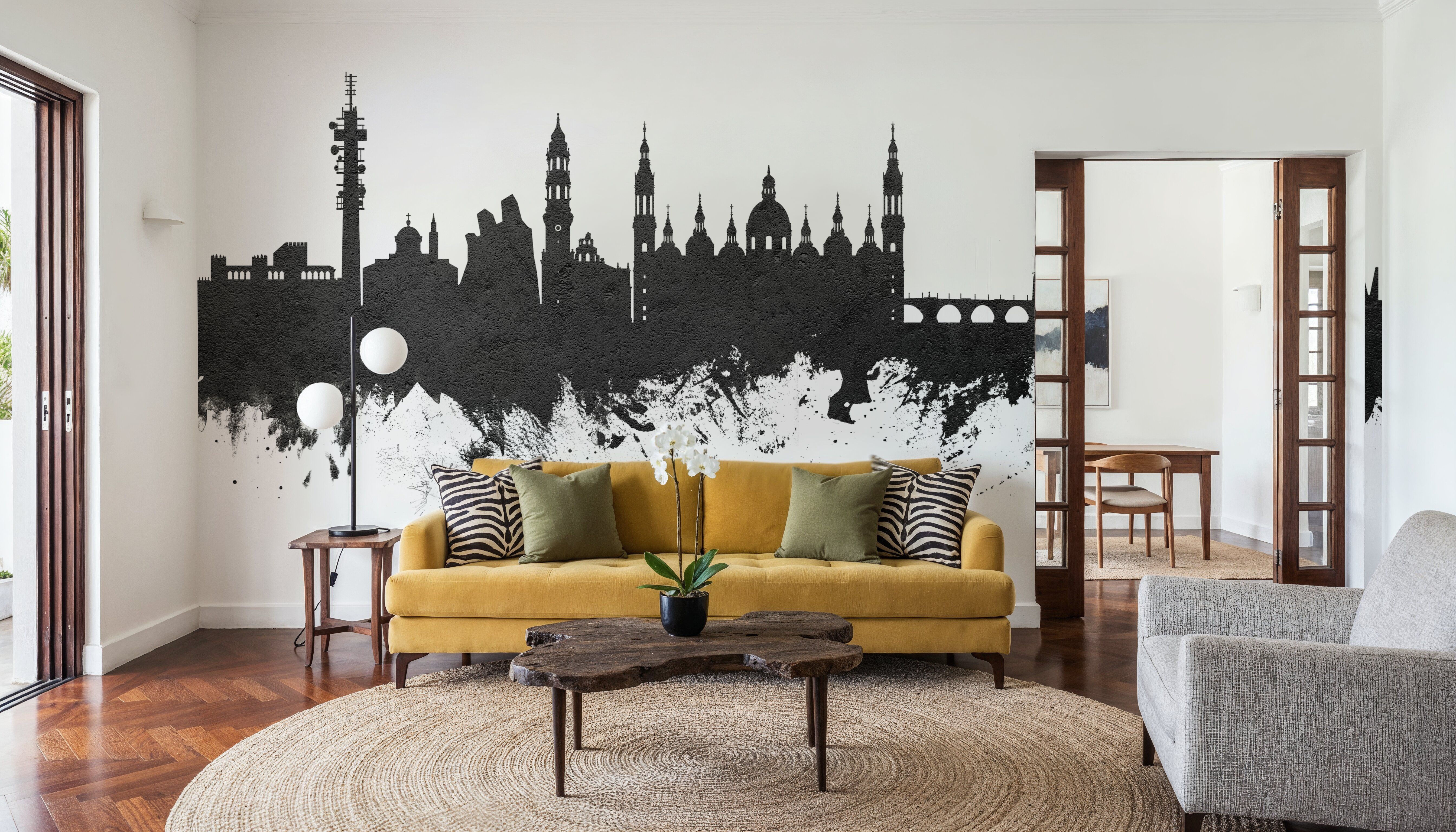 Zaragoza Spain Skyline Black & White