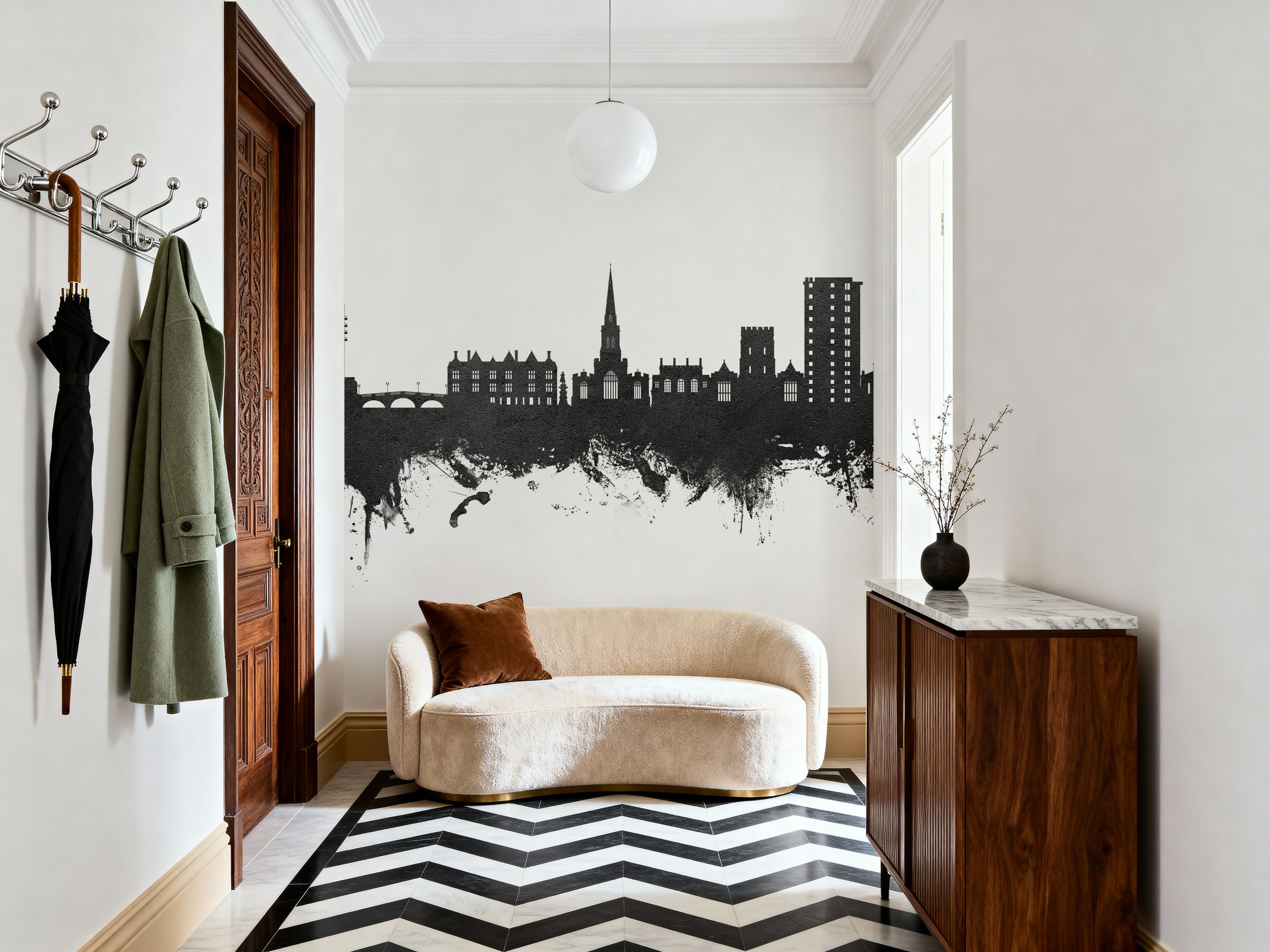 Bedford England Skyline Black & White