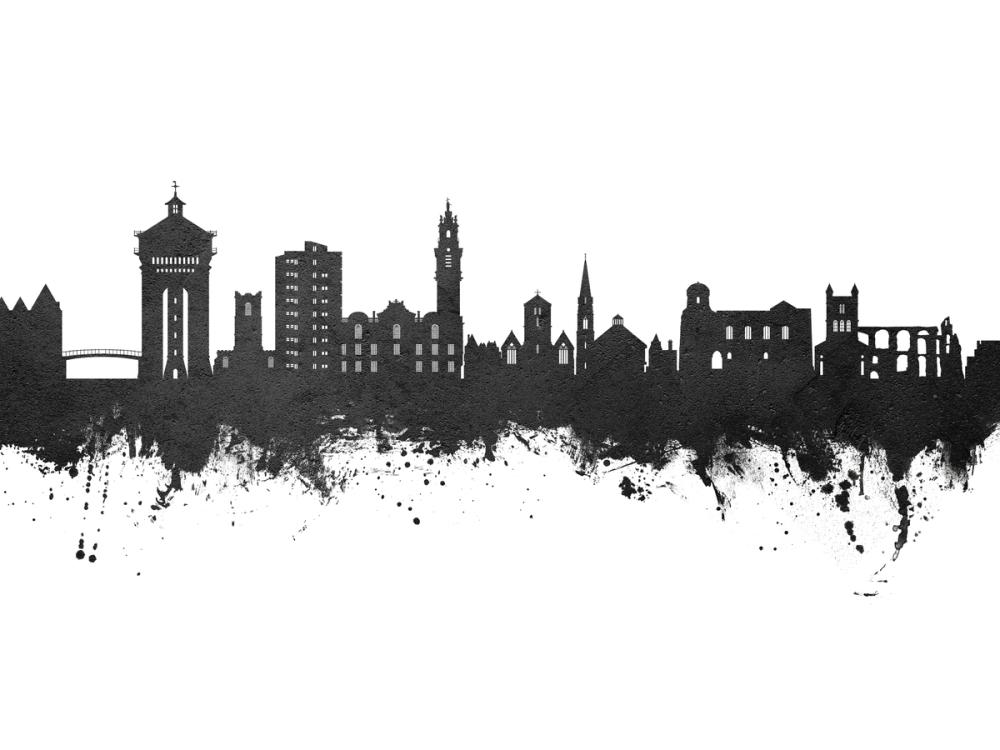 Colchester England Skyline Black & White