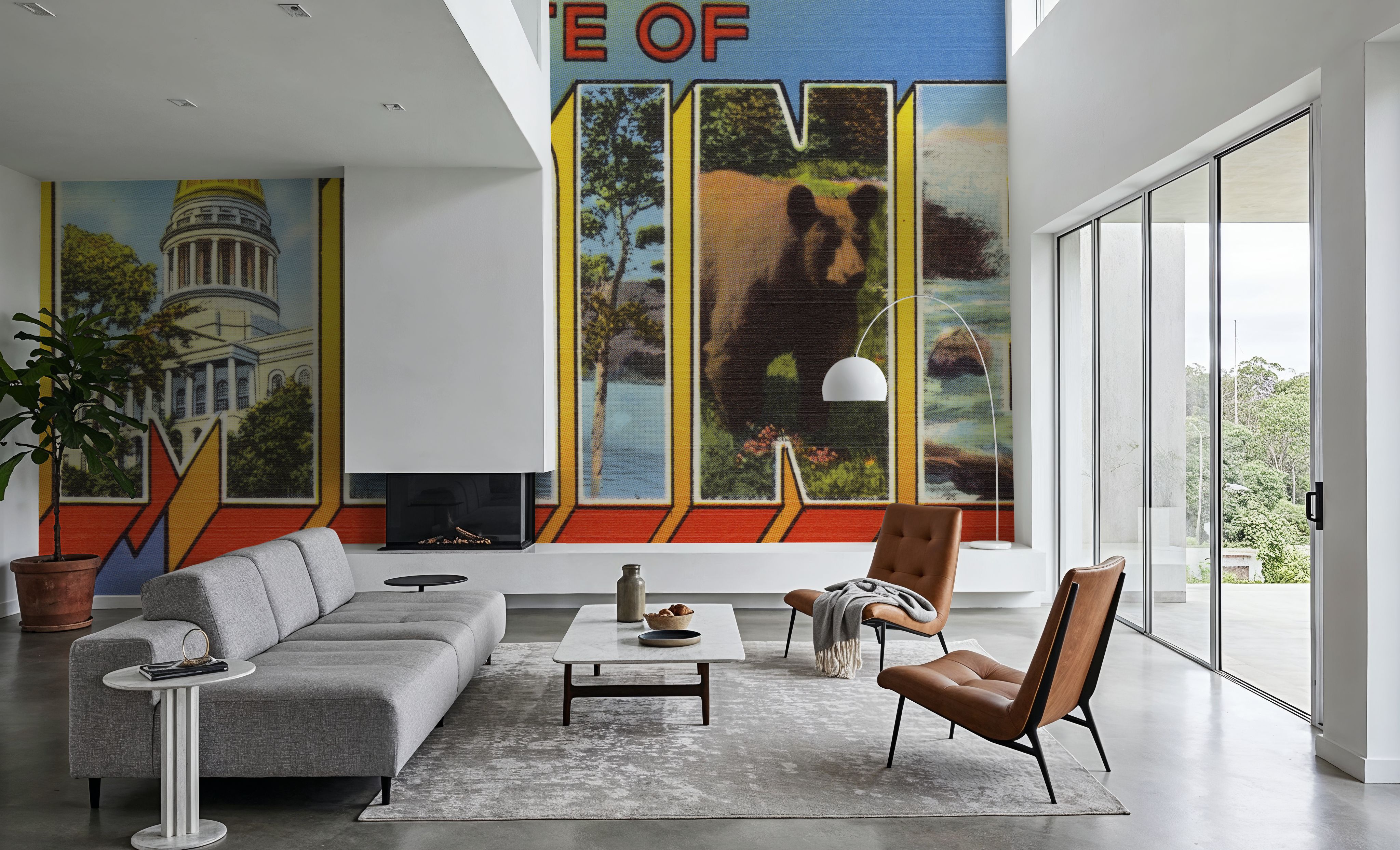 Greetings from Maine - Screenprint Postcard, Papier peint