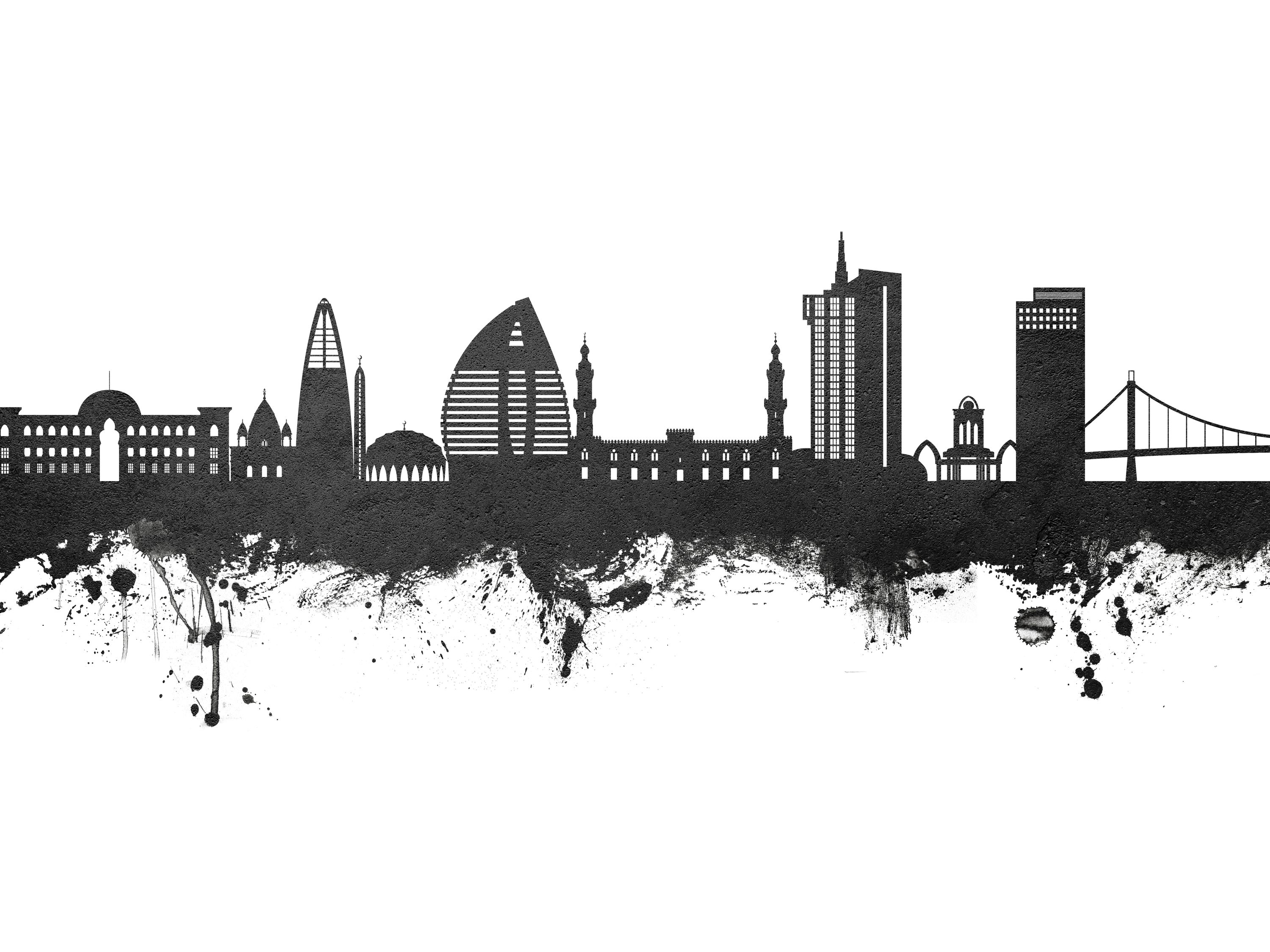 Khartoum Sudan Skyline Black & White premium wallpaper mural | Wallism | A  creative revolution for walls