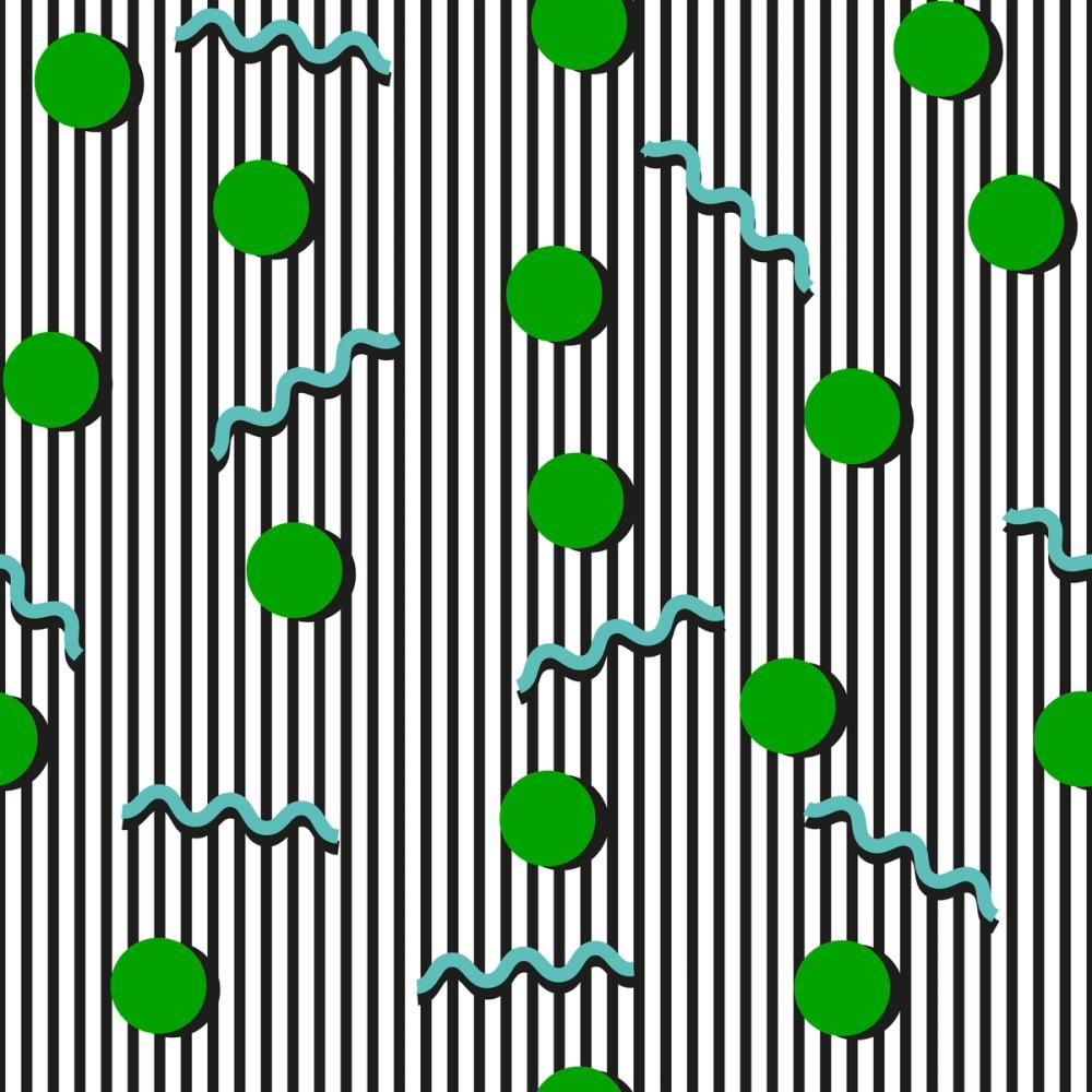 Memphis Dots & Stripes, White