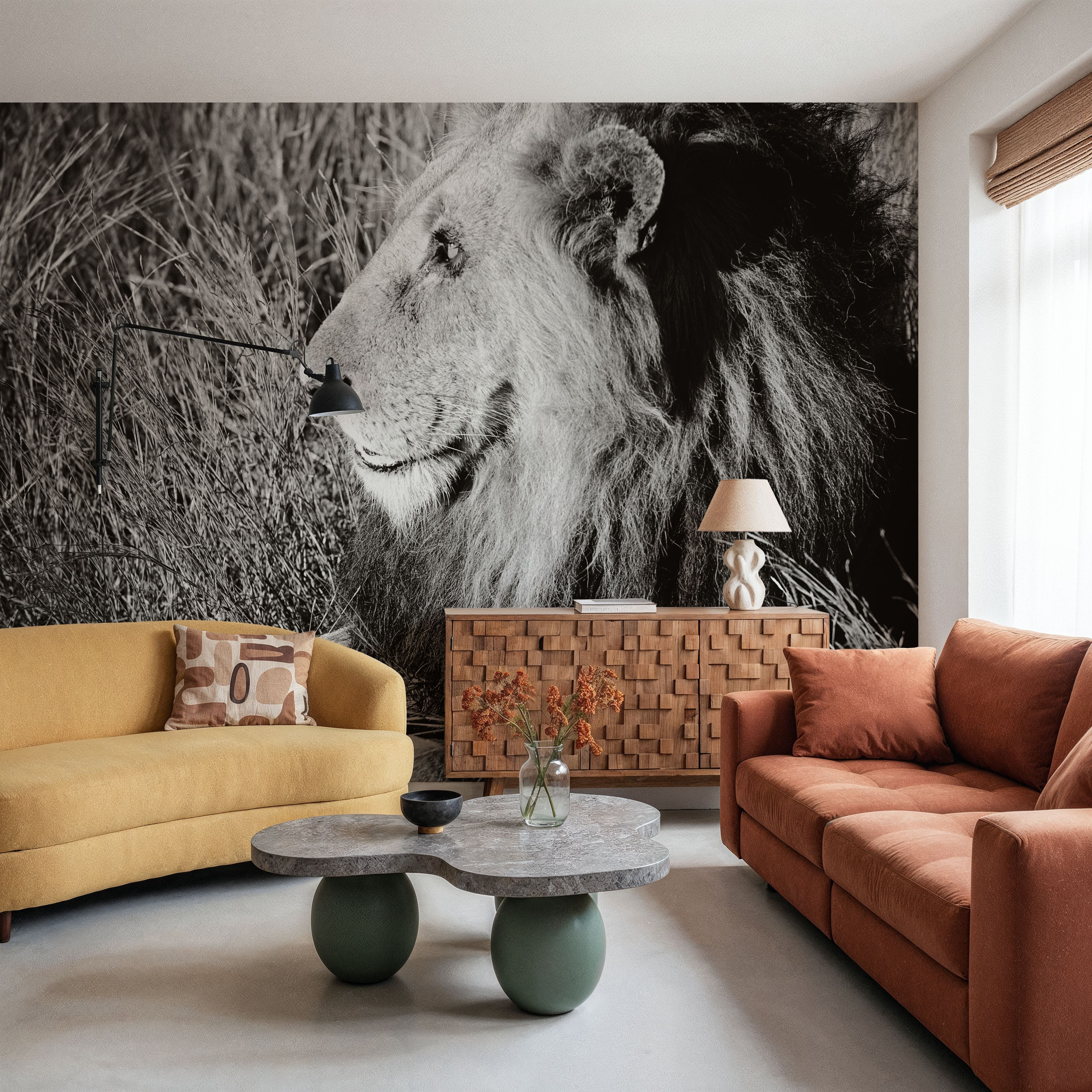 Golden Old Lion Square BW