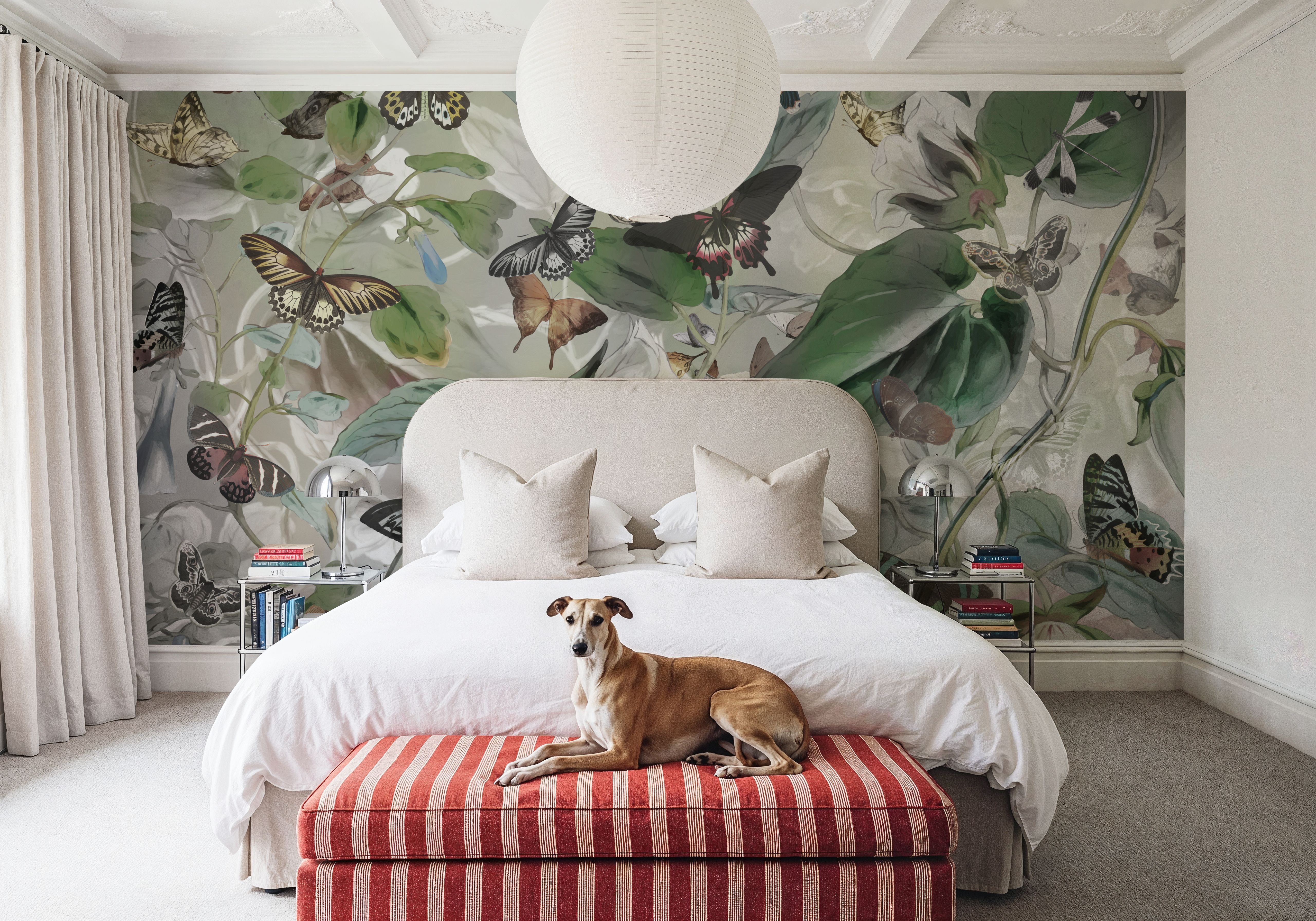 Butterfly Paradise Green, Wallpaper