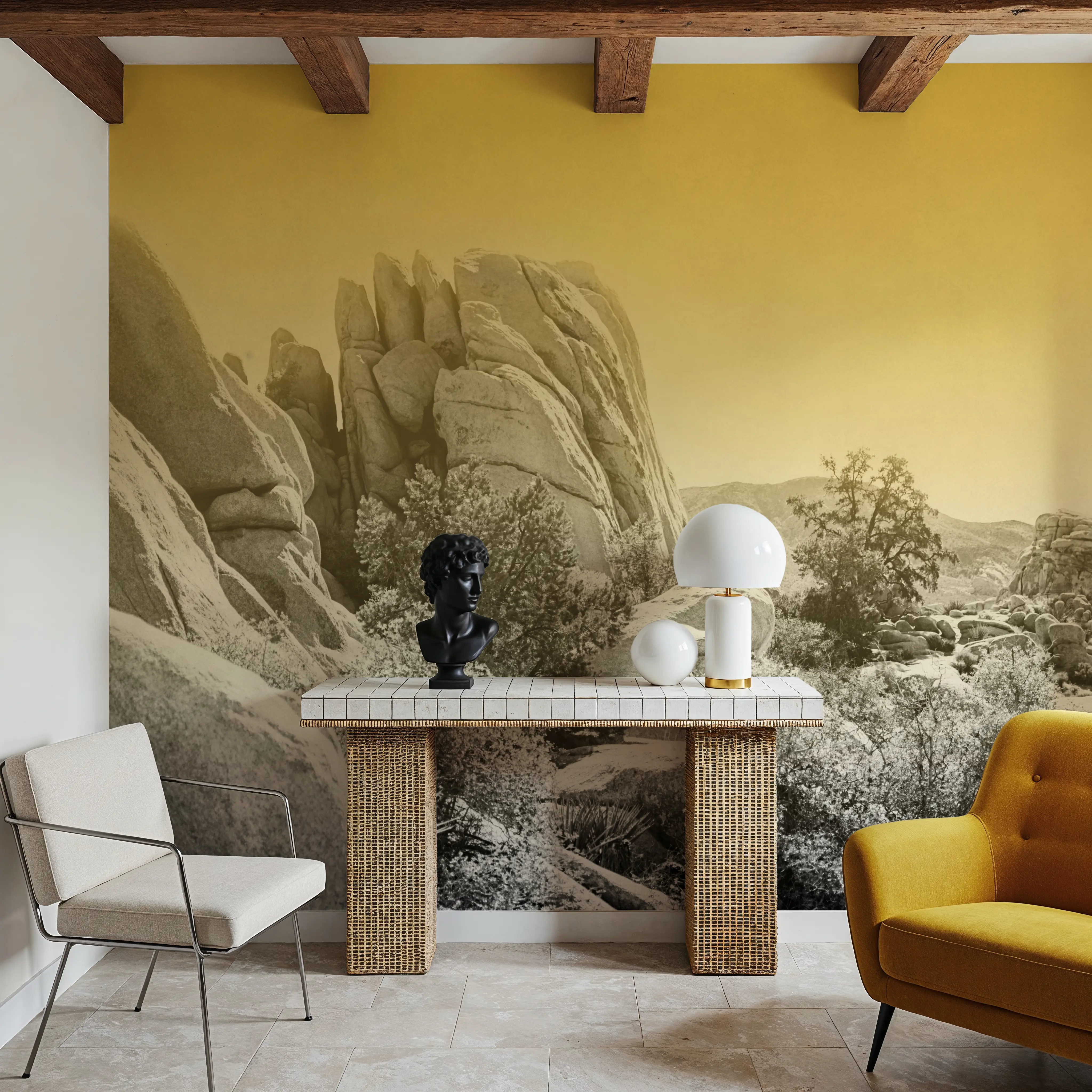 Papier Peint Panoramique - Ombre Adventure I - Désert Paysages - Jaune - Salon - Wallism Belgique - Encollage au mur ou Autocollant