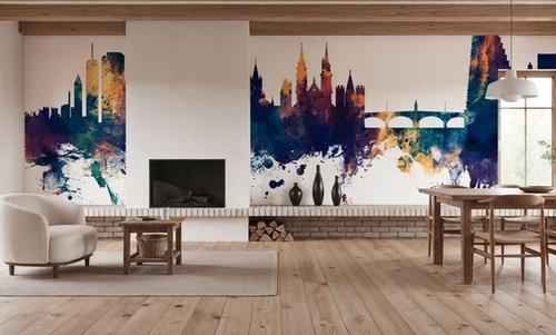 Basel Switzerland Skyline Blue & Bronze
