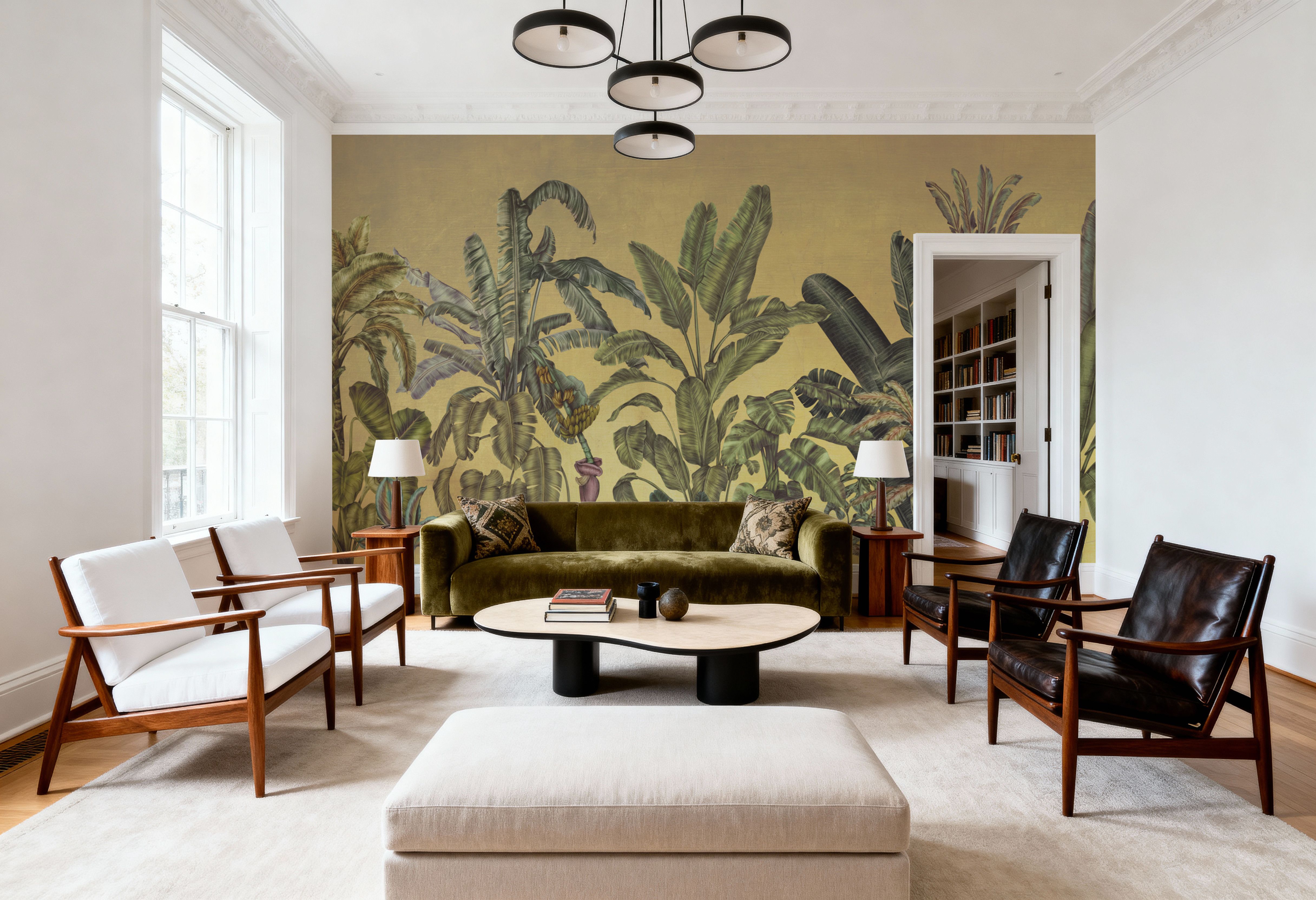 Madagascar Foliage, Yellow, Wallpaper