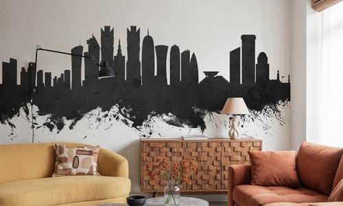 Doha Qatar Skyline Black & White