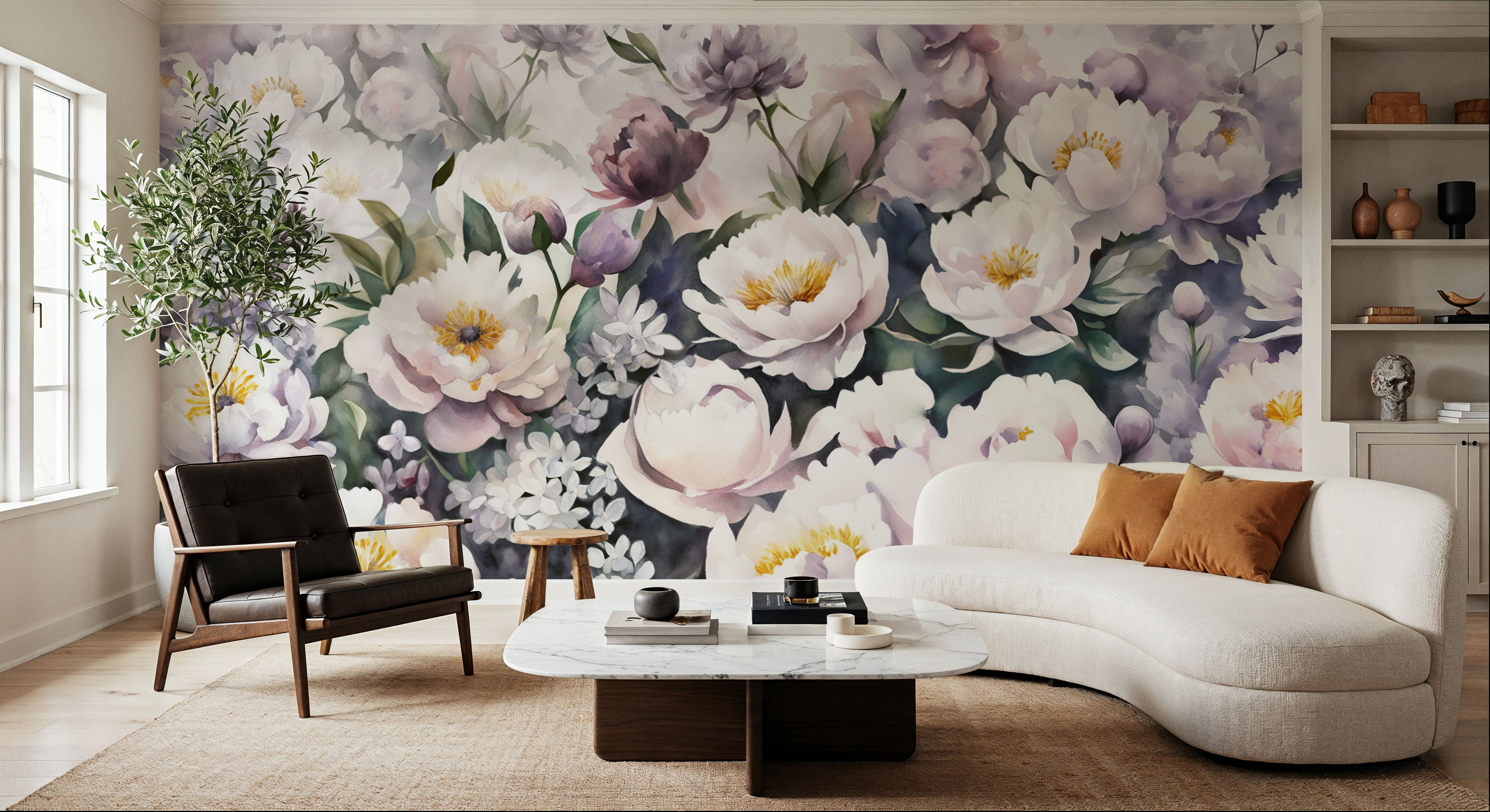 Watercolor Peonies Summer, Wallpaper