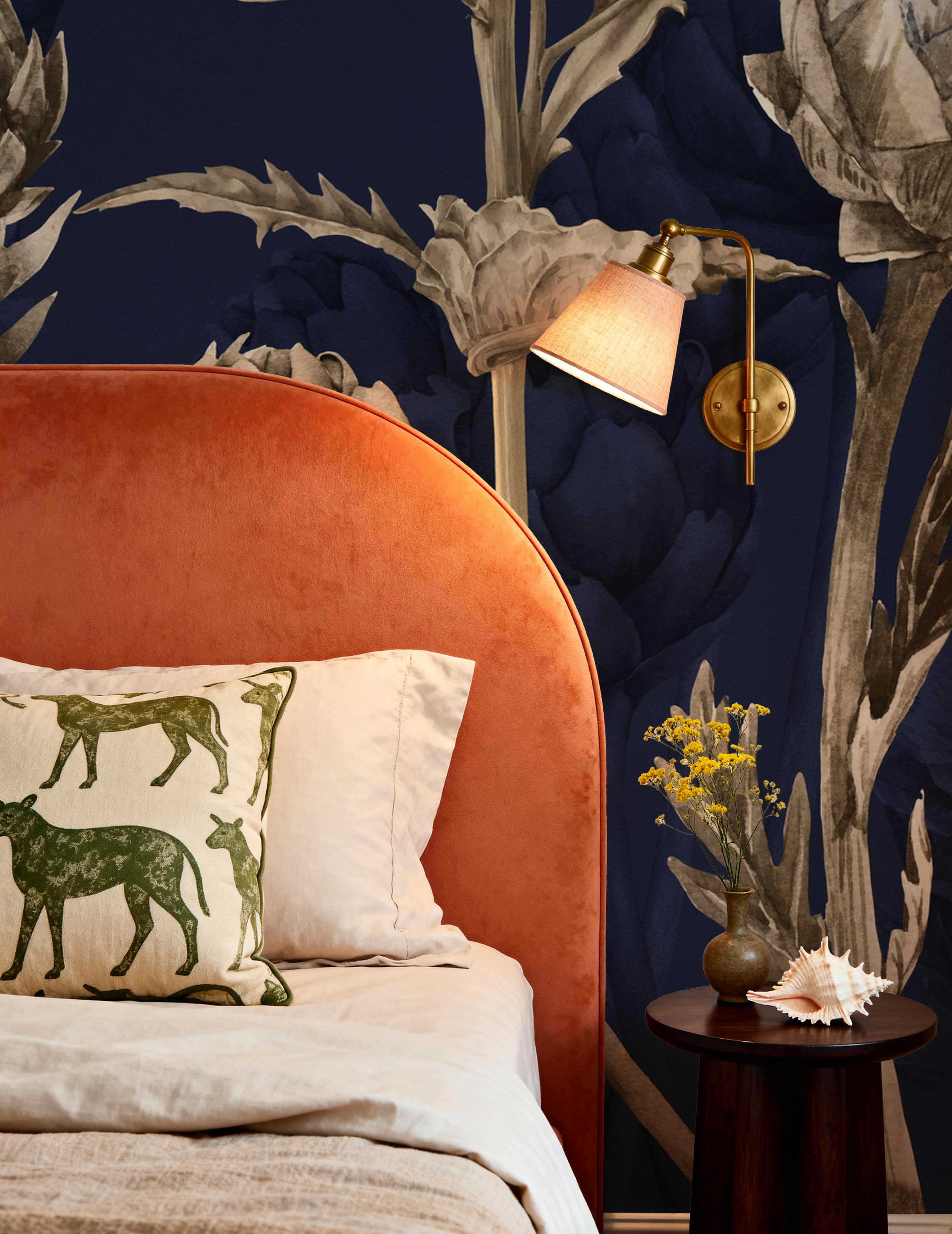 Artichoke Blooms, Navy Blue