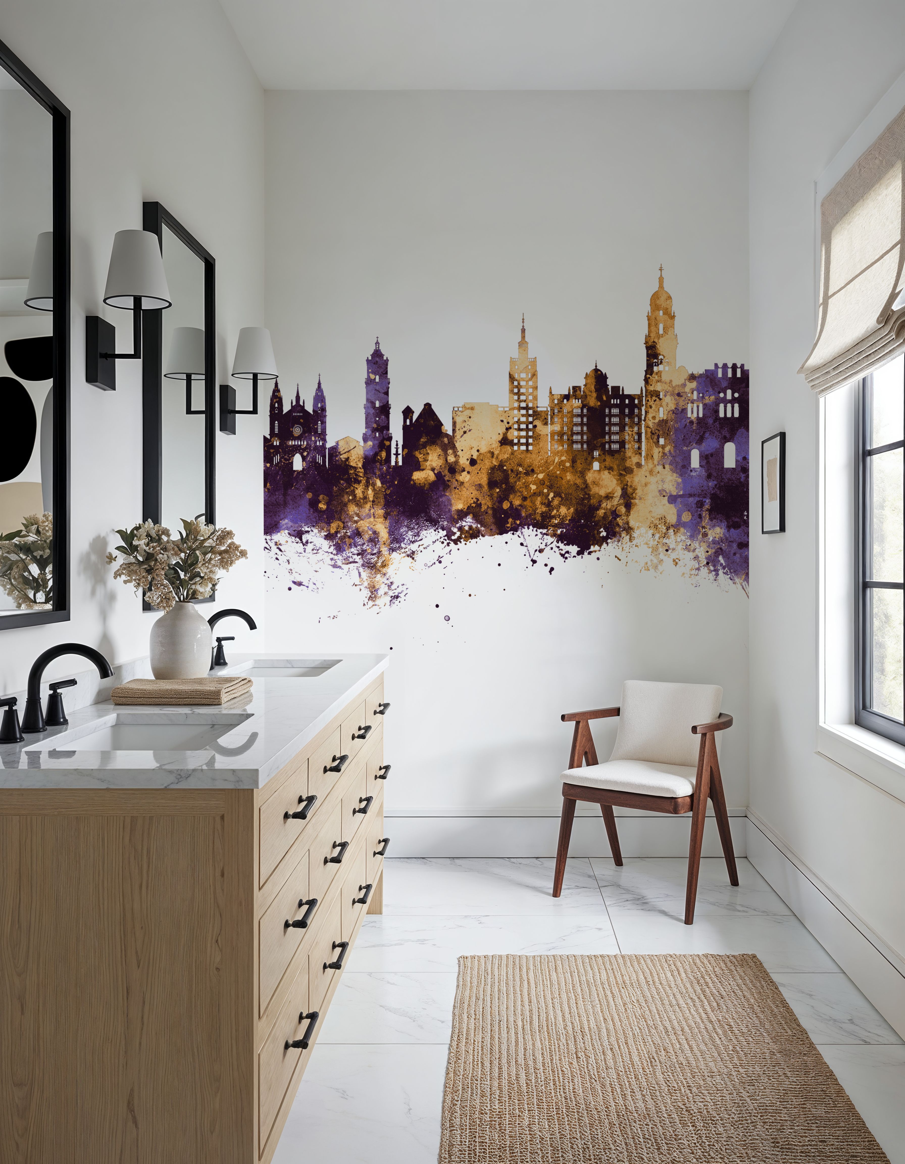 Málaga Spain Skyline Purple & Gold