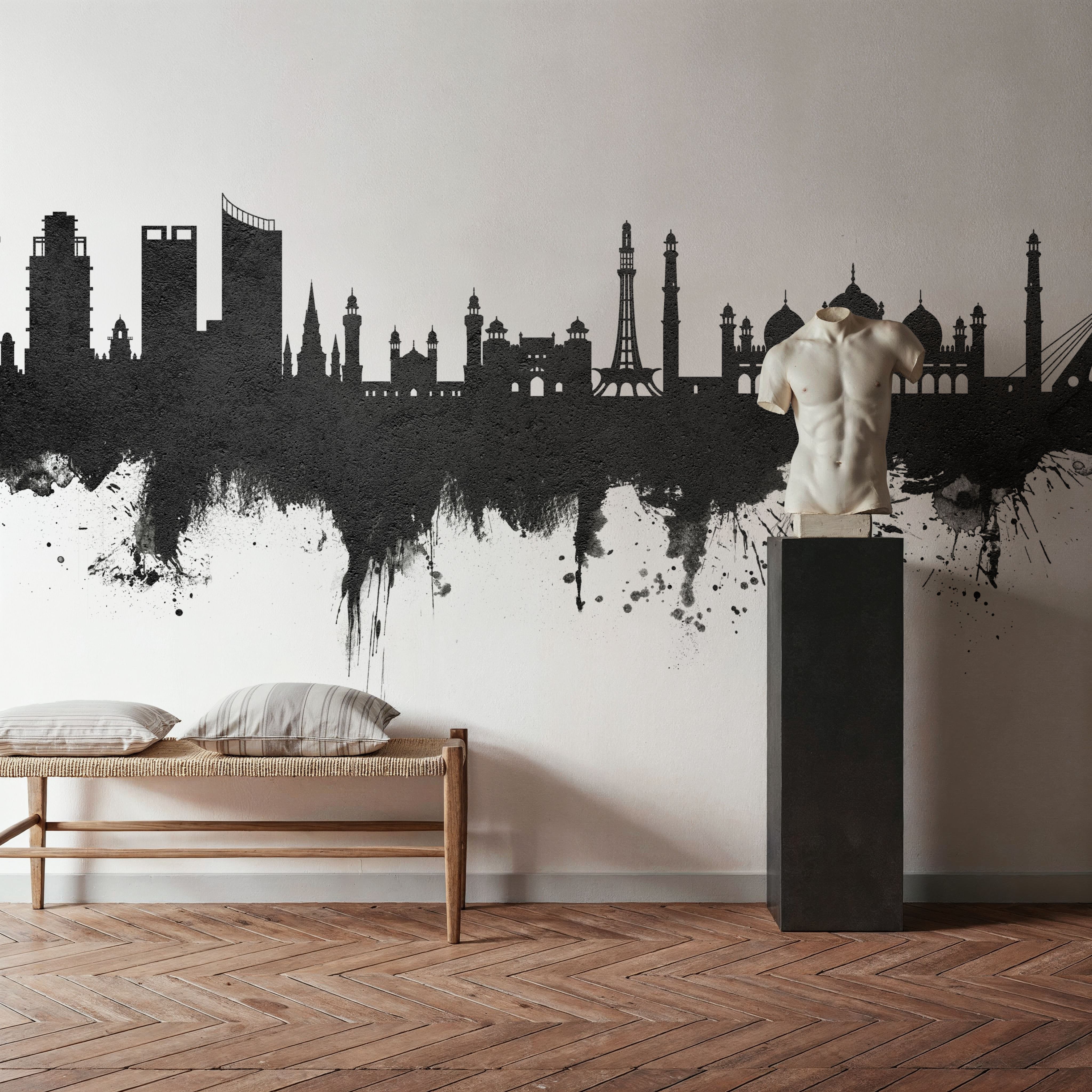 Lahore Pakistan Skyline Black & White