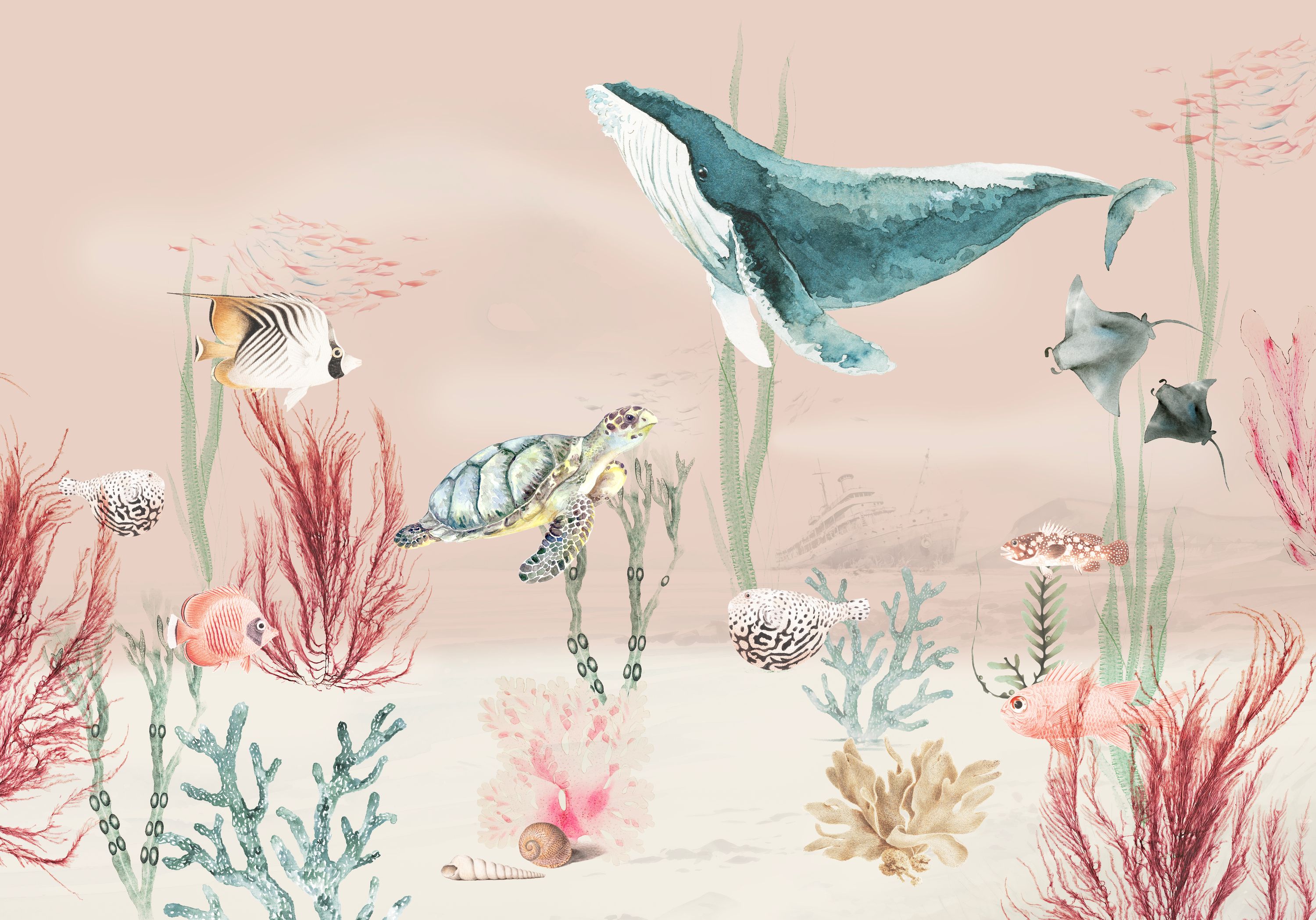 Underwater Fish Wallpaper Mural - Kids Ocean Adventure Decor