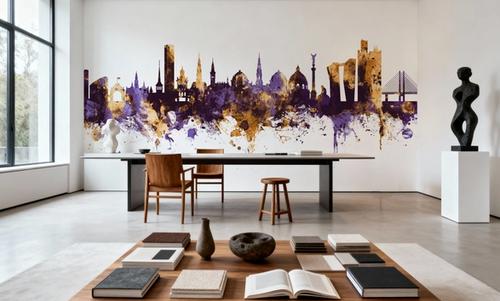 Copenhagen Skyline Purple & Gold