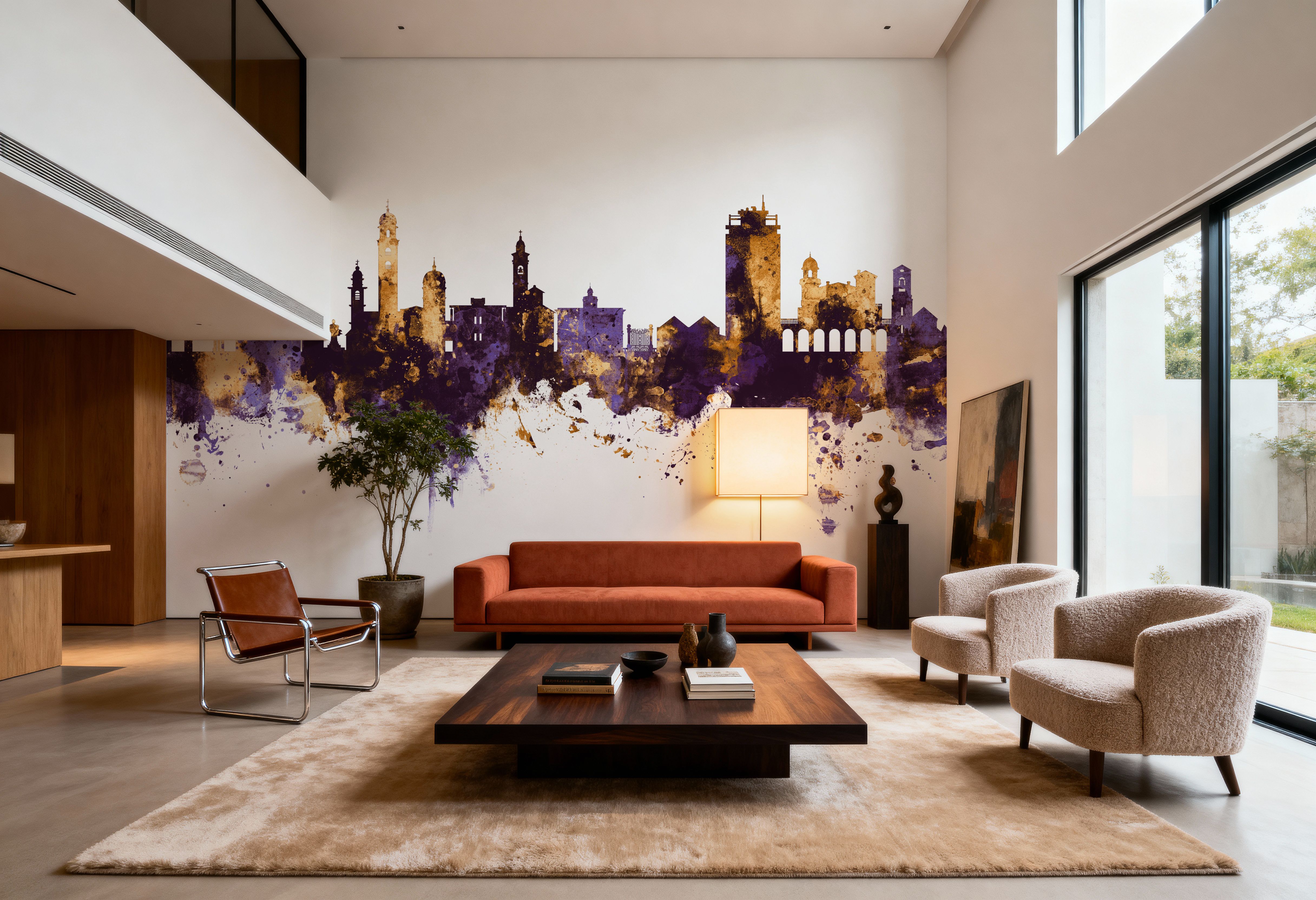 Lugano Switzerland Skyline Purple & Gold