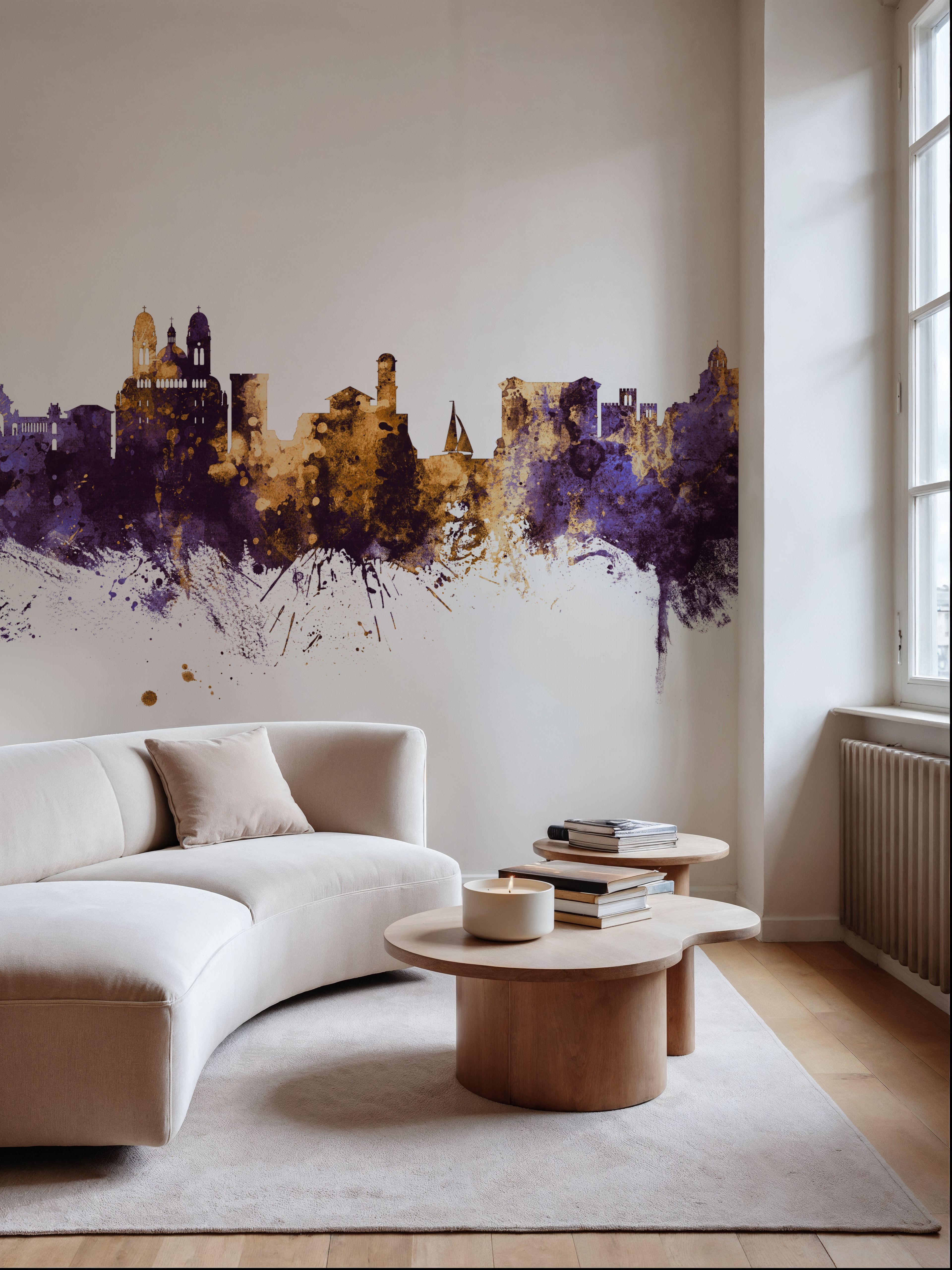 Marseille France Skyline Purple & Gold
