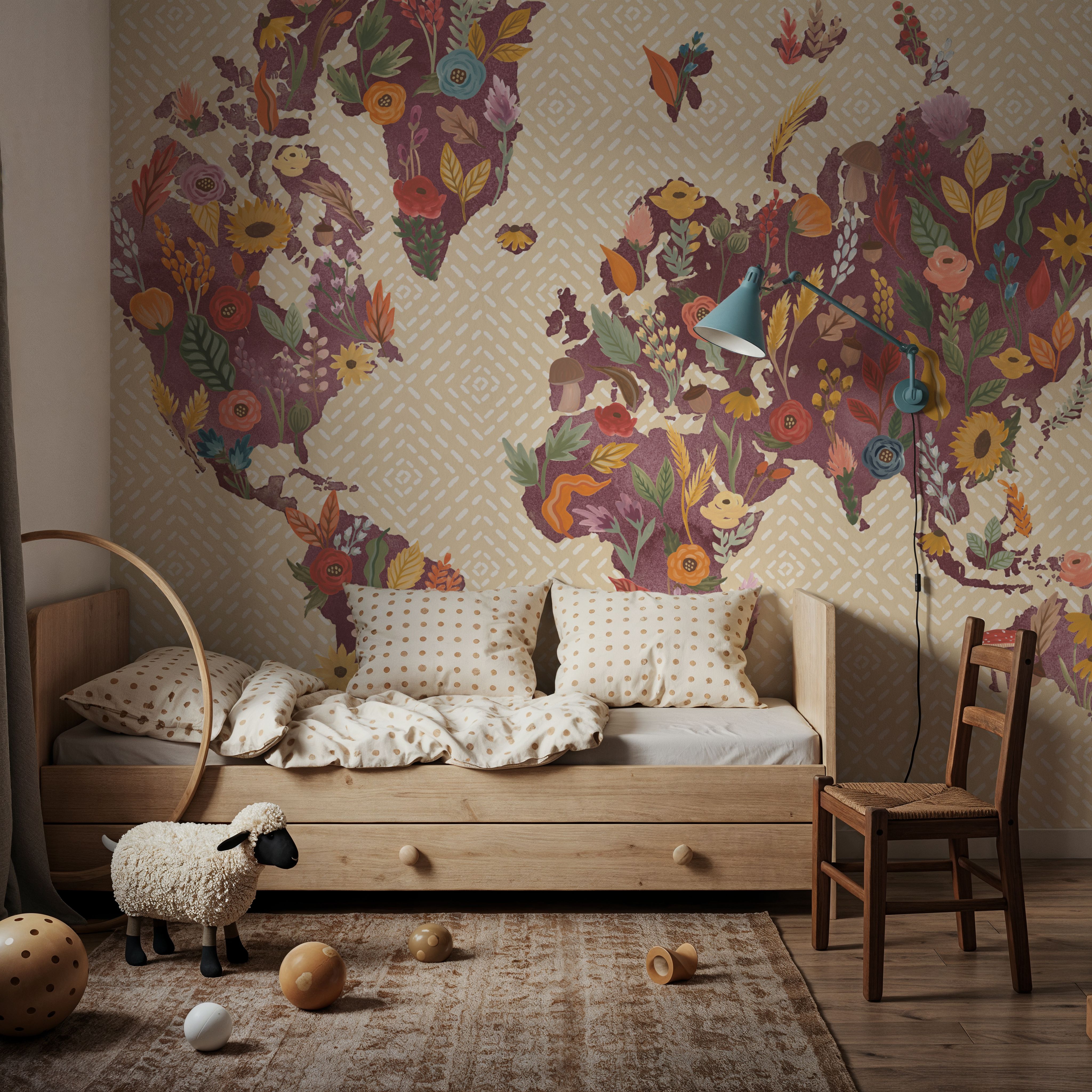 Wall Mural - Harvest Garden World - World mural wallpaper - Kids' Room - Wallism US - Premium, Textured or Peel & Stick