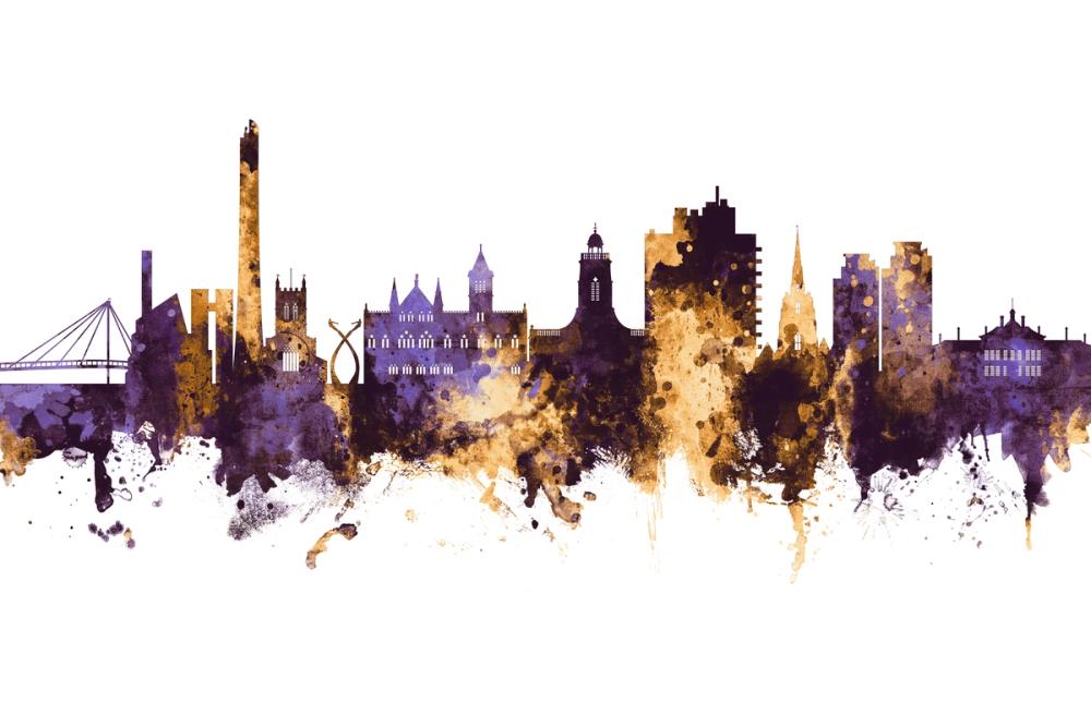 Northampton England Skyline Purple & Gold