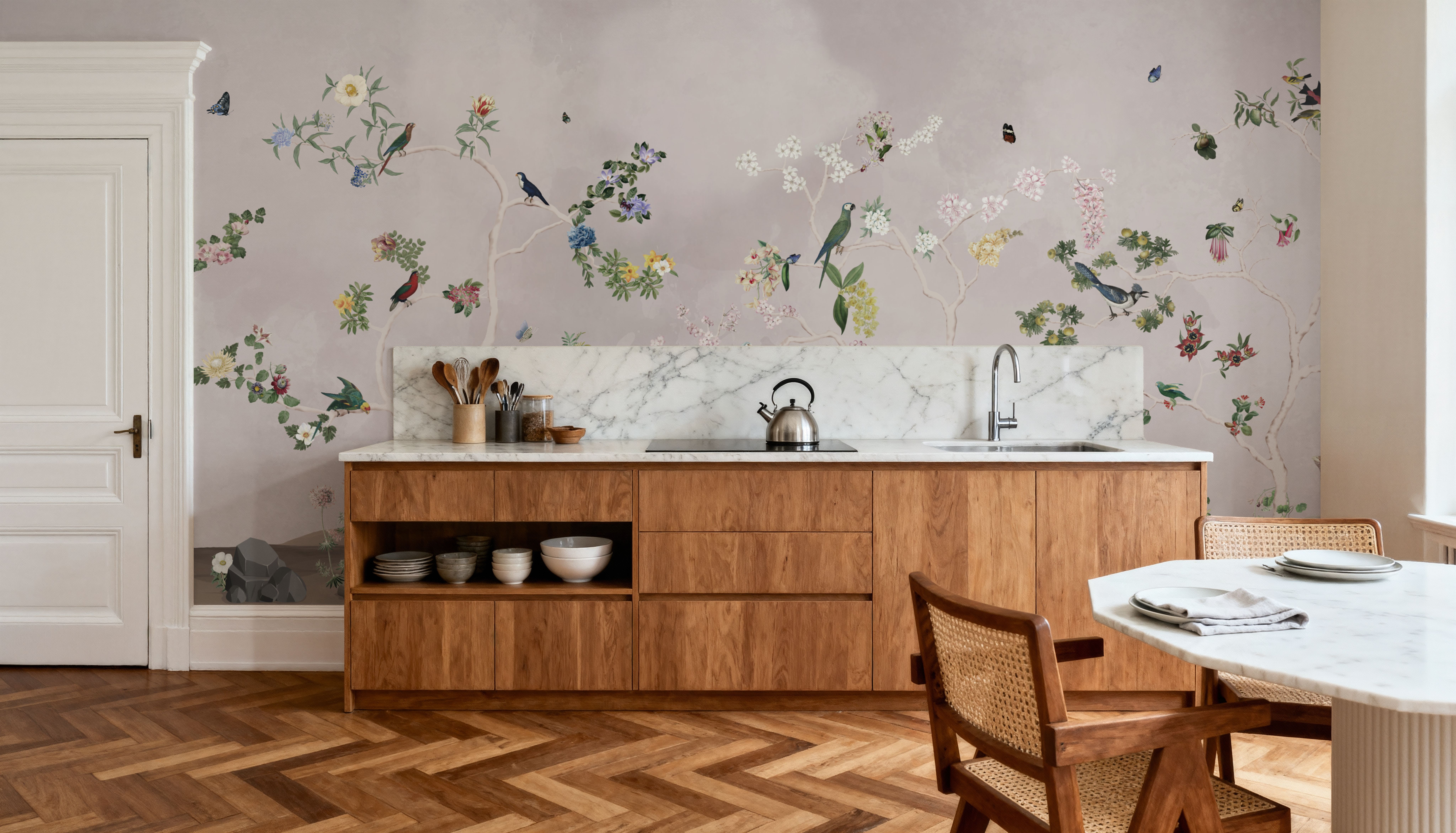 Birds in the Garden Gray