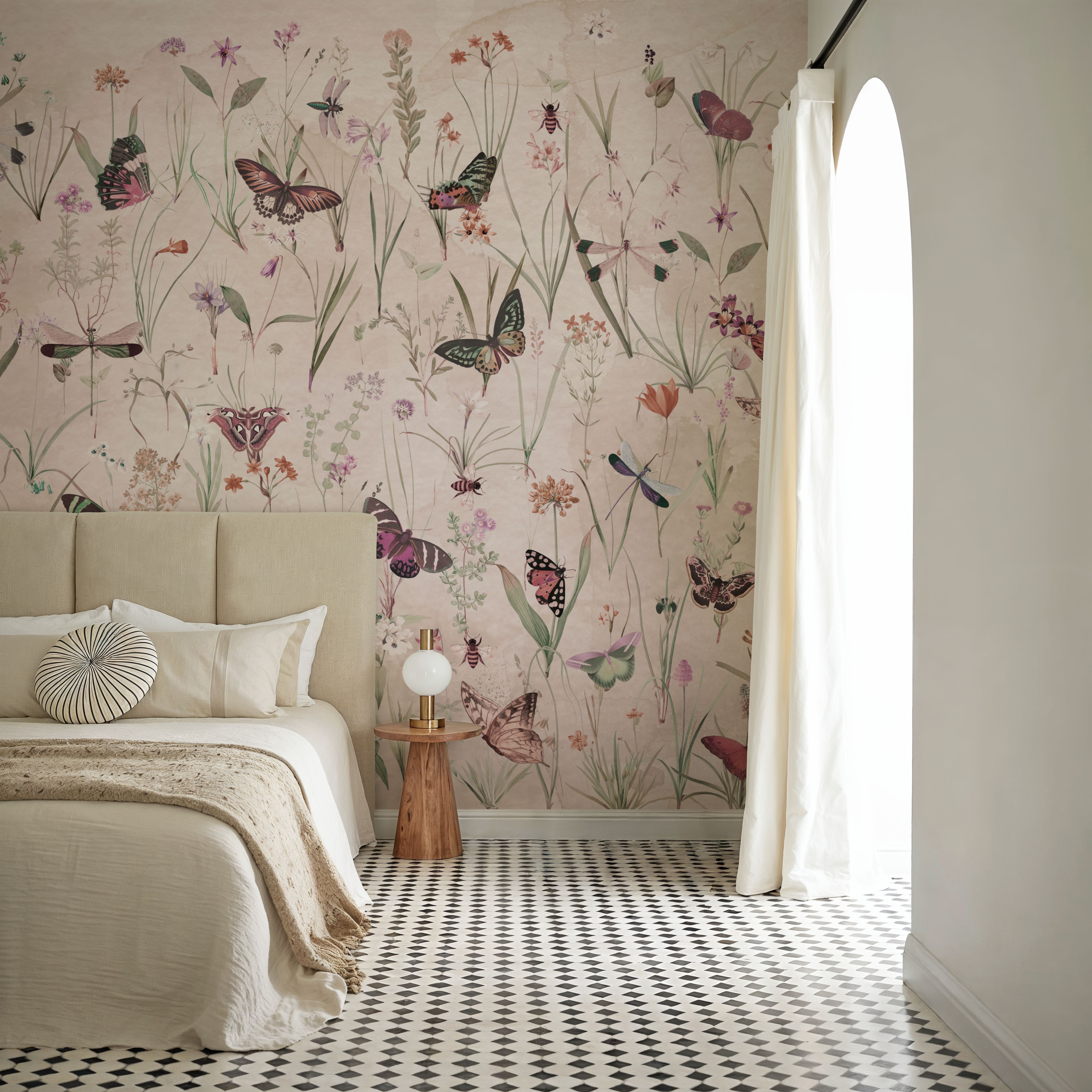 Herbals and Butterflies Beige