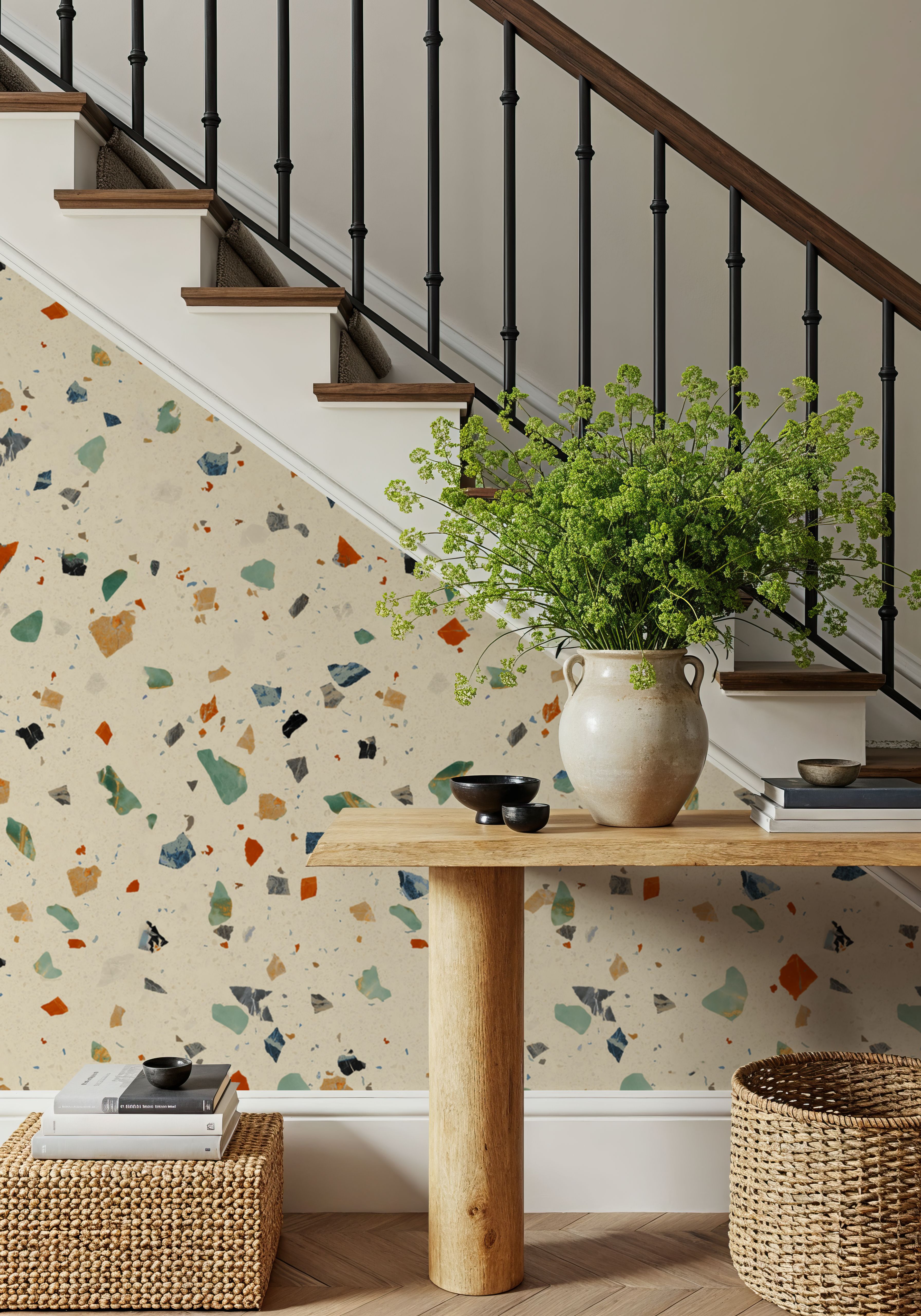 Terrazzo Multi Small, Cream, Papier peint