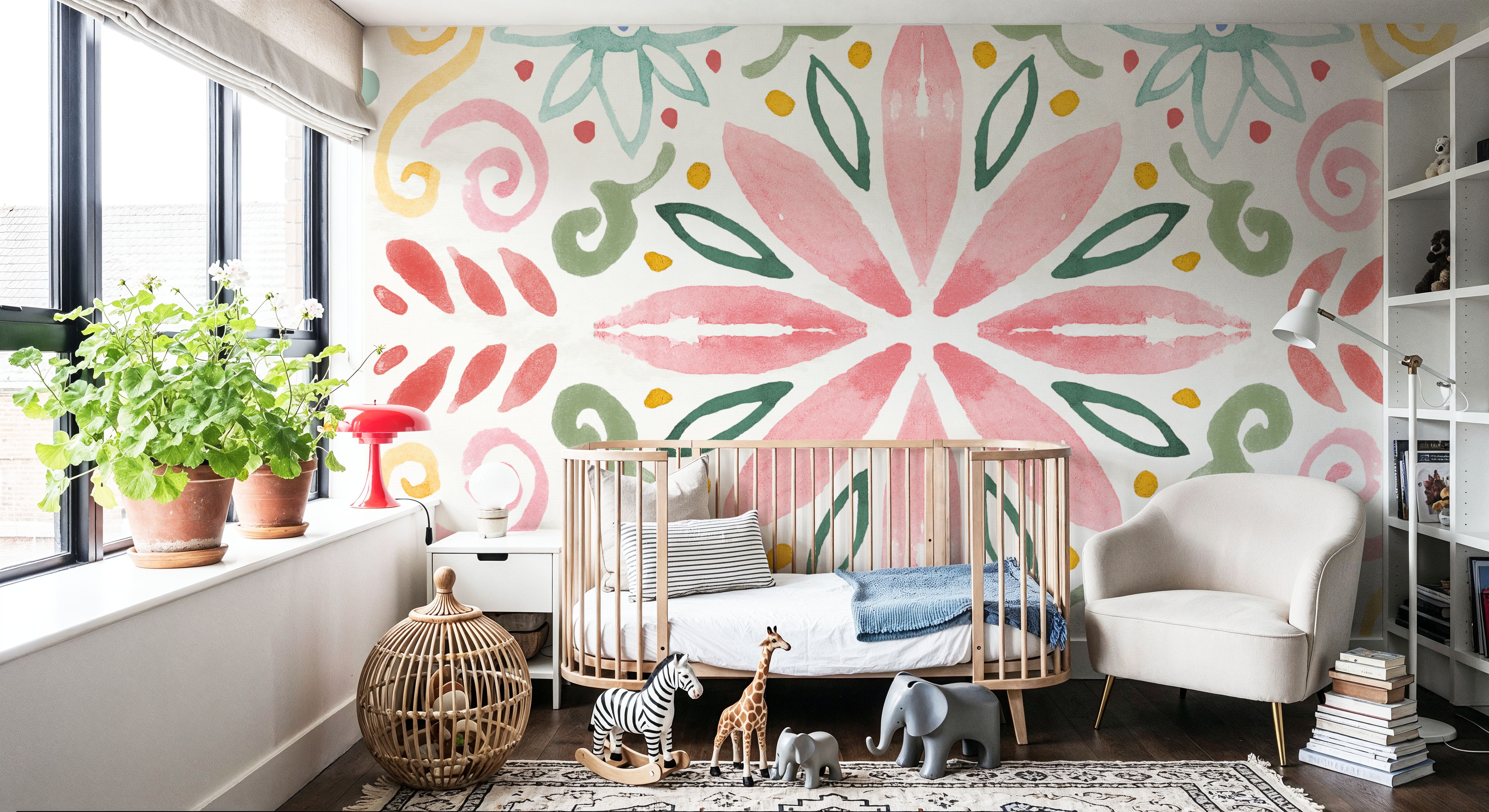 Wall Mural - Wild Blooms VIII - Tiles mural wallpaper - Kids' Room - Wallism UK - Premium, Textured or Peel & Stick