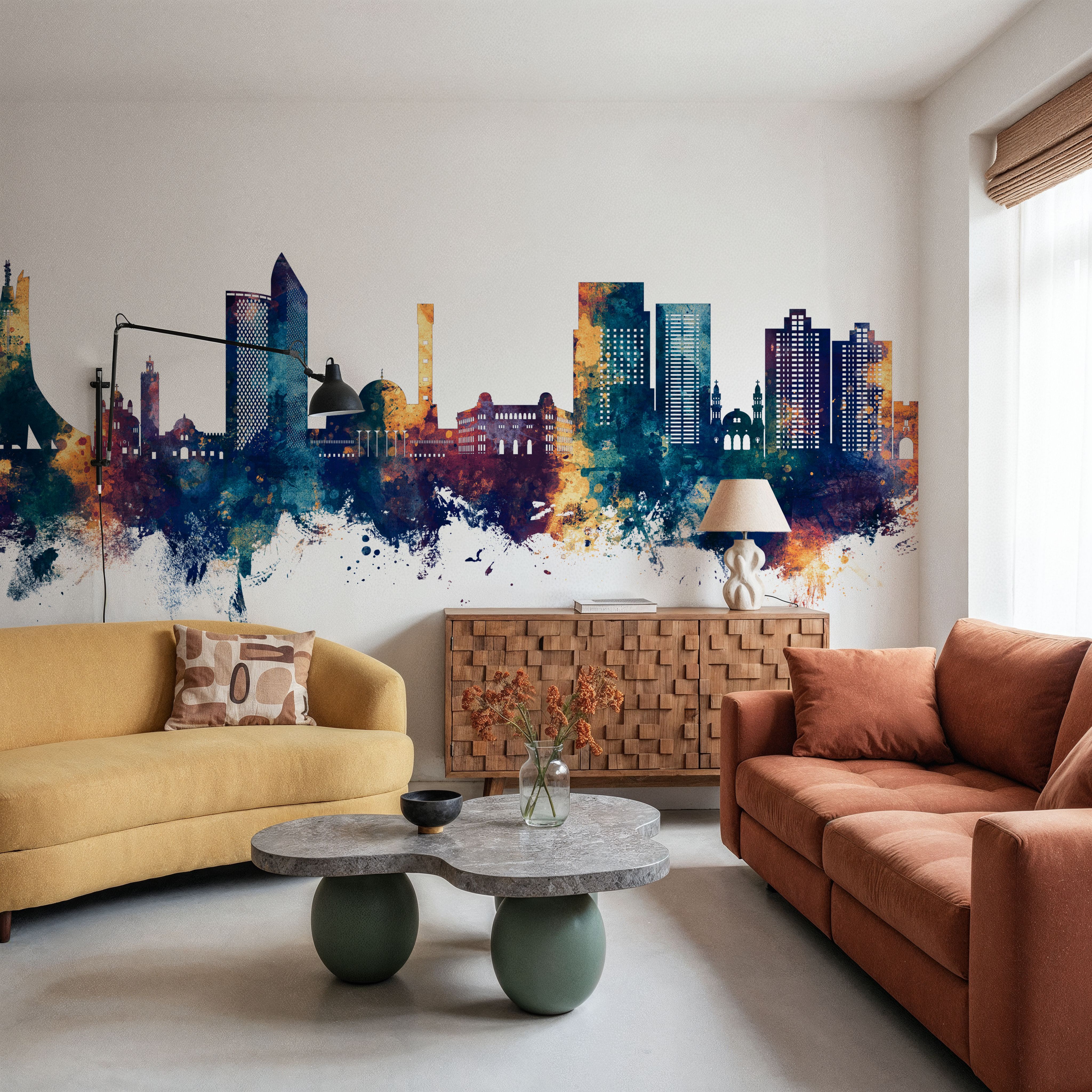 Algiers Algeria Skyline Blue & Bronze