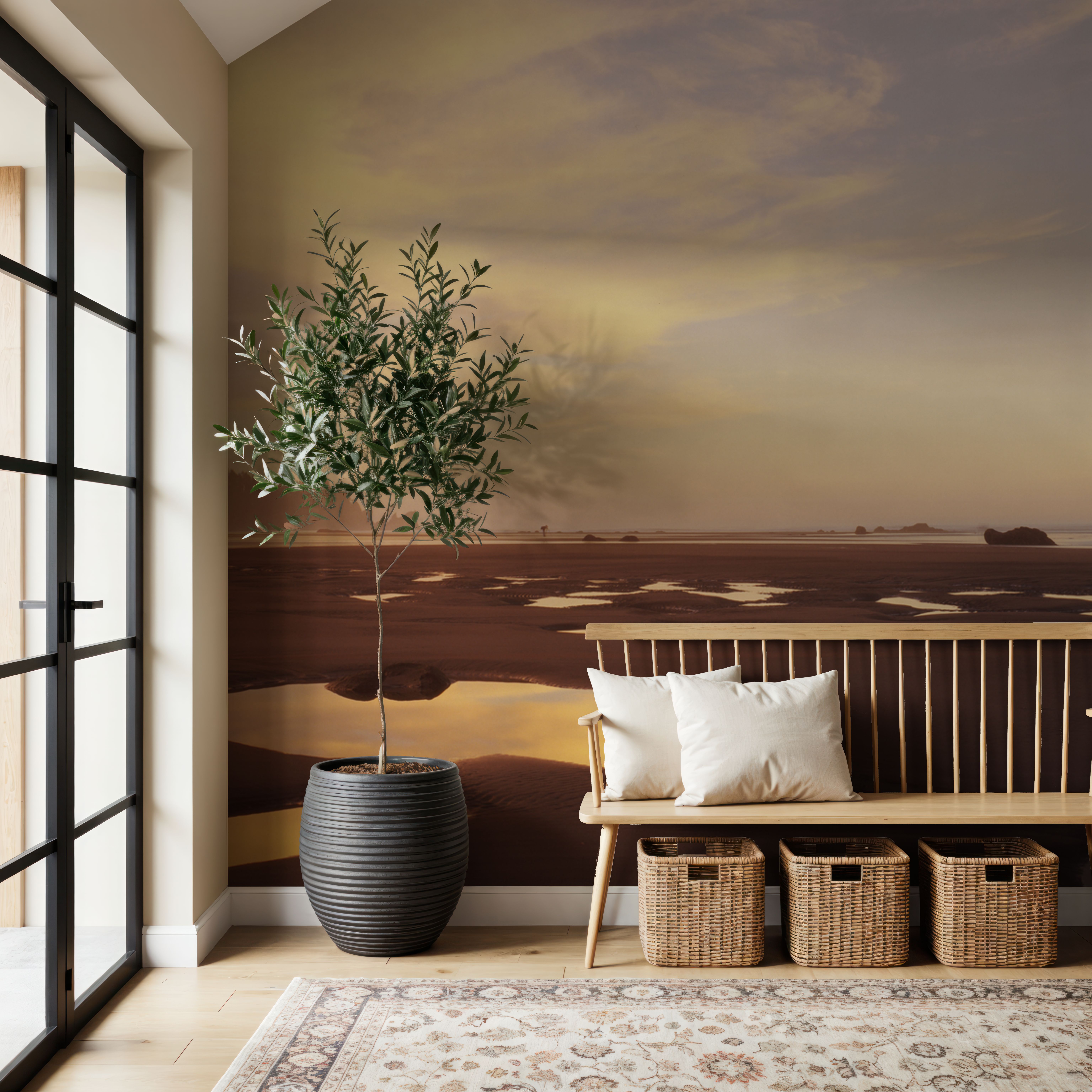 Papier Peint Panoramique - Olympic Rocks - Côtier Mer - Jaune - Couloir et escaliers - Wallism Belgique - Encollage au mur ou Autocollant