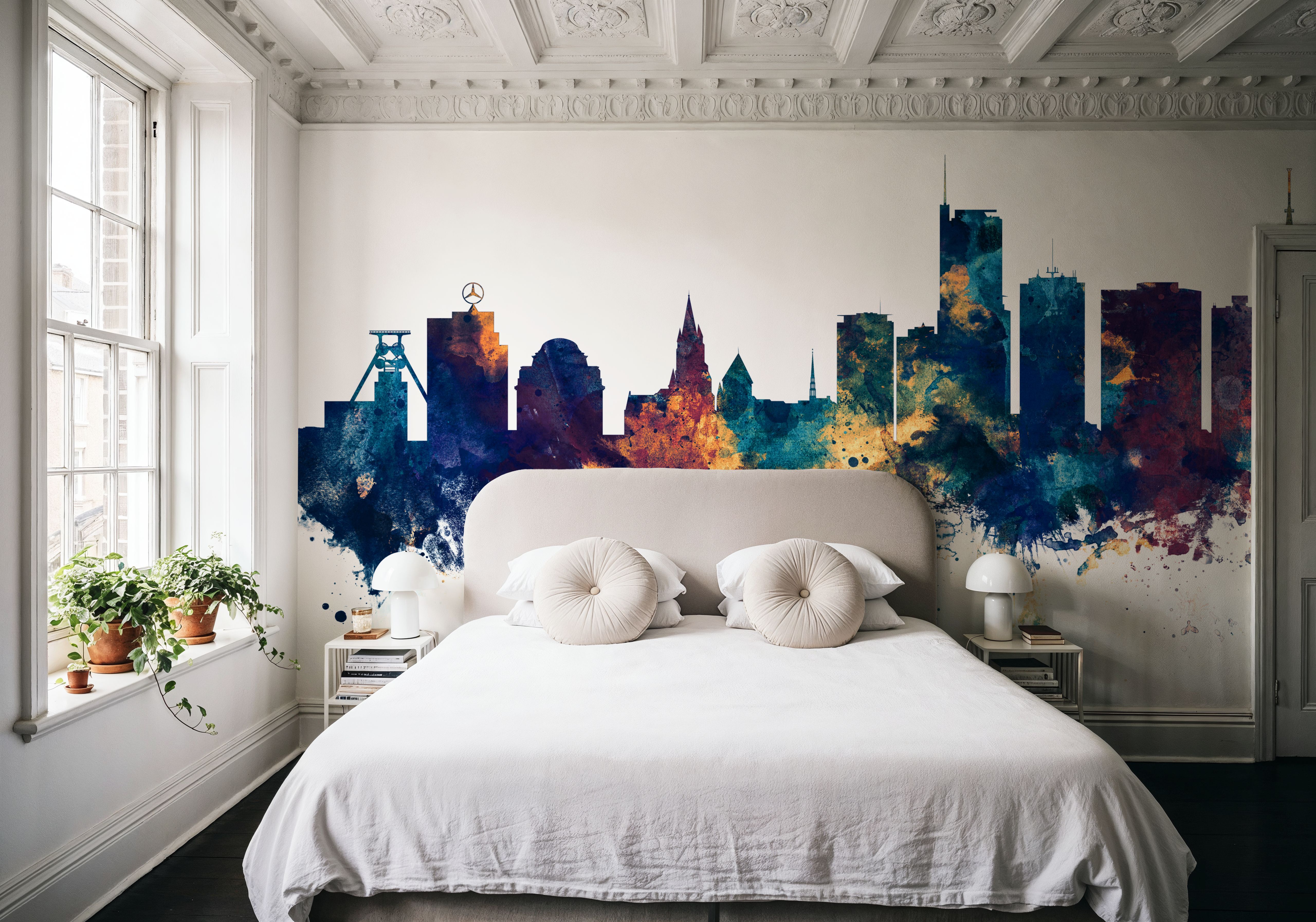 Essen Germany Skyline Blue & Bronze