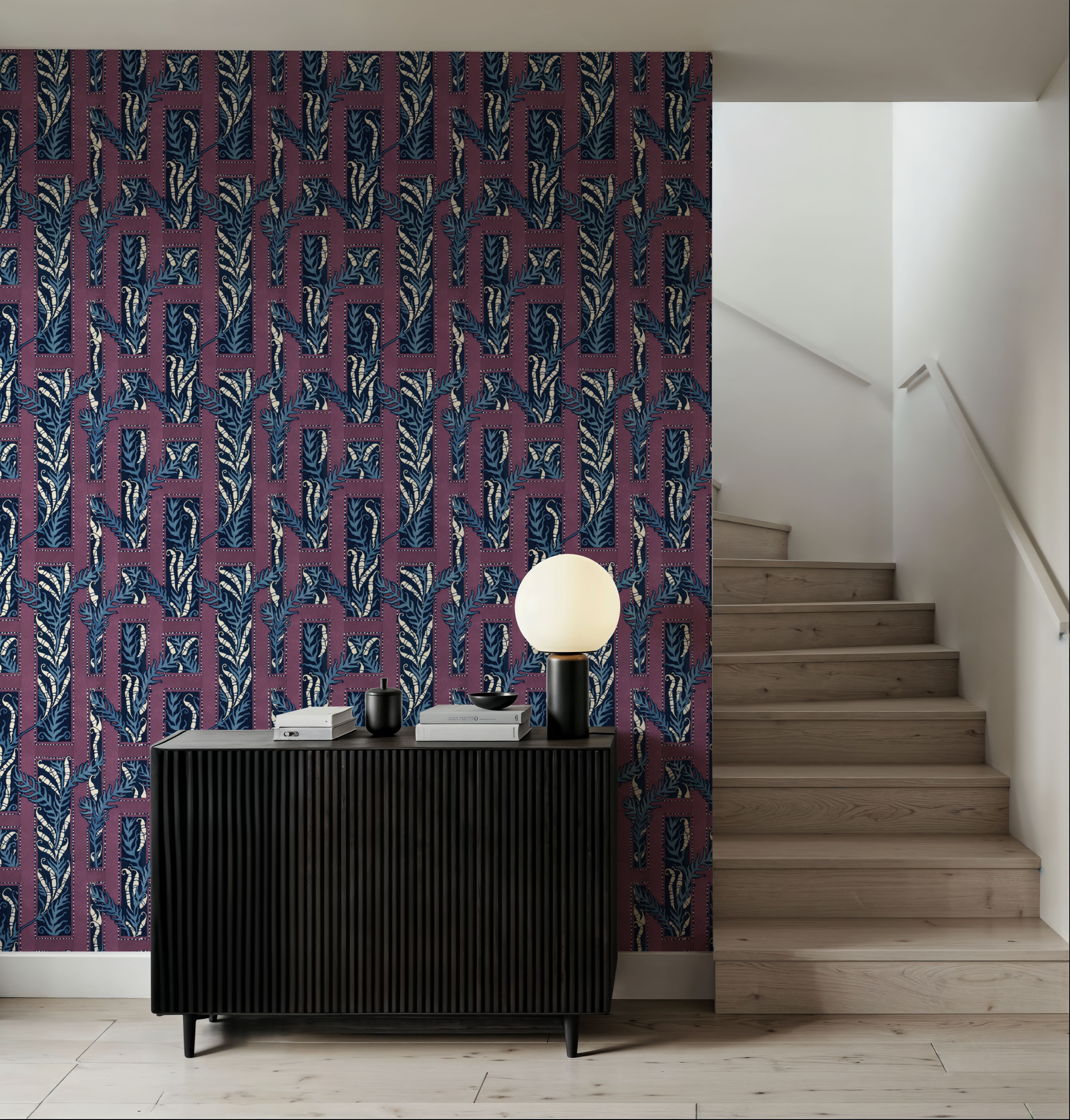 Samarkand Ferns, Plum, Wallpaper