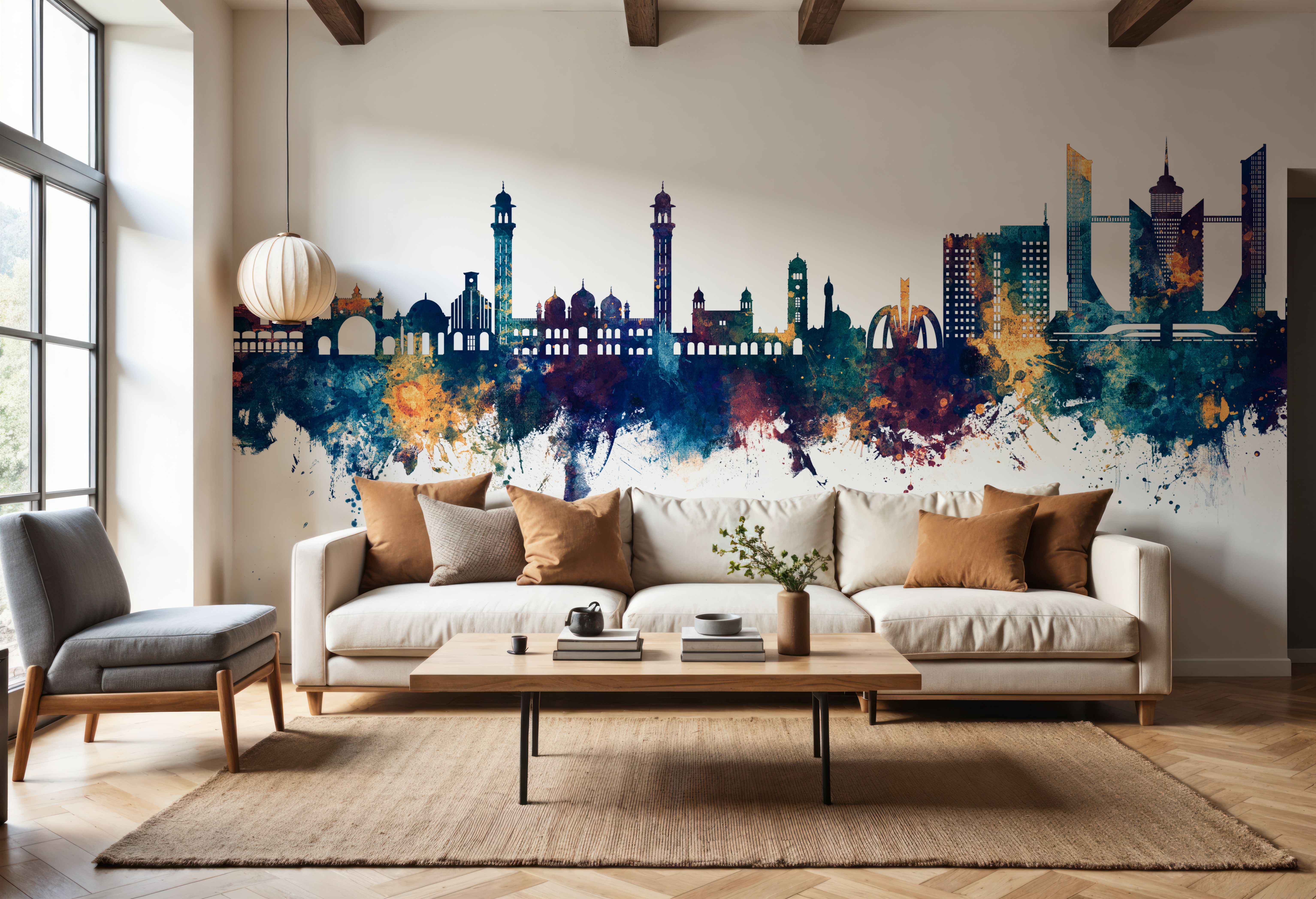 Faislabad Pakistan Skyline Blue & Bronze