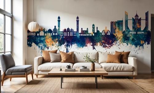 Faislabad Pakistan Skyline Blue & Bronze