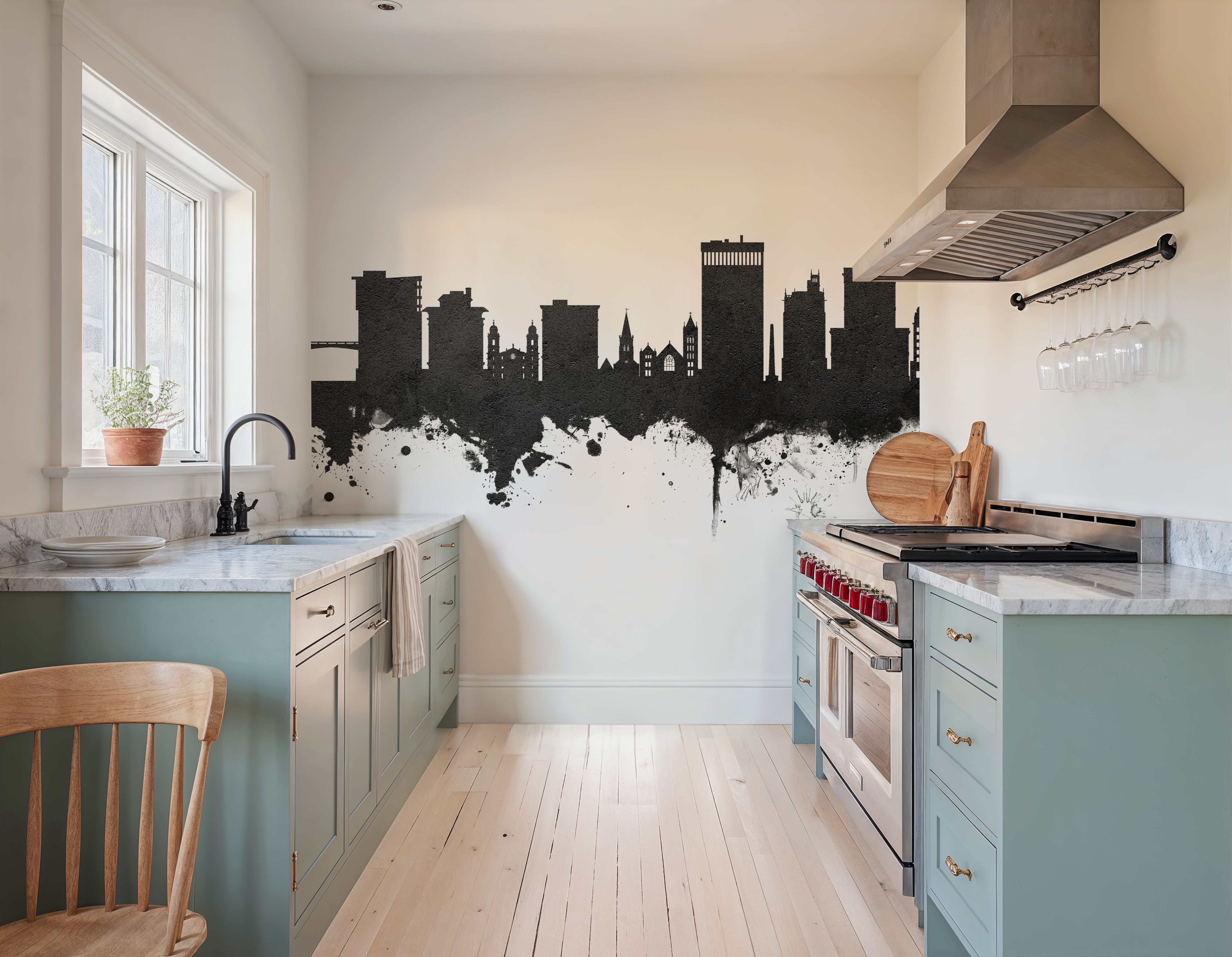 Asheville North Carolina Skyline Black & White