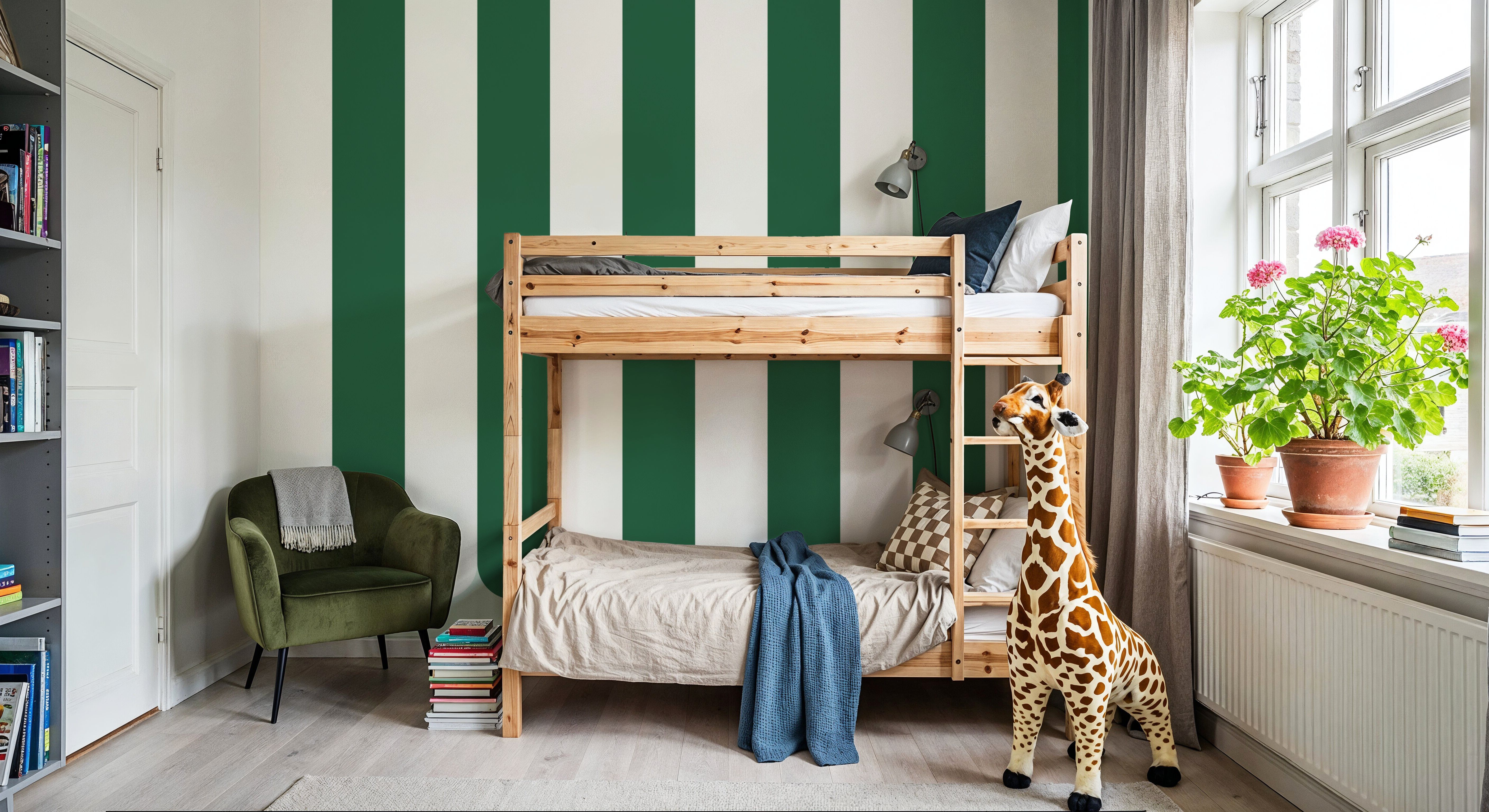 Scalloped Circus Stripes, Salamander Green