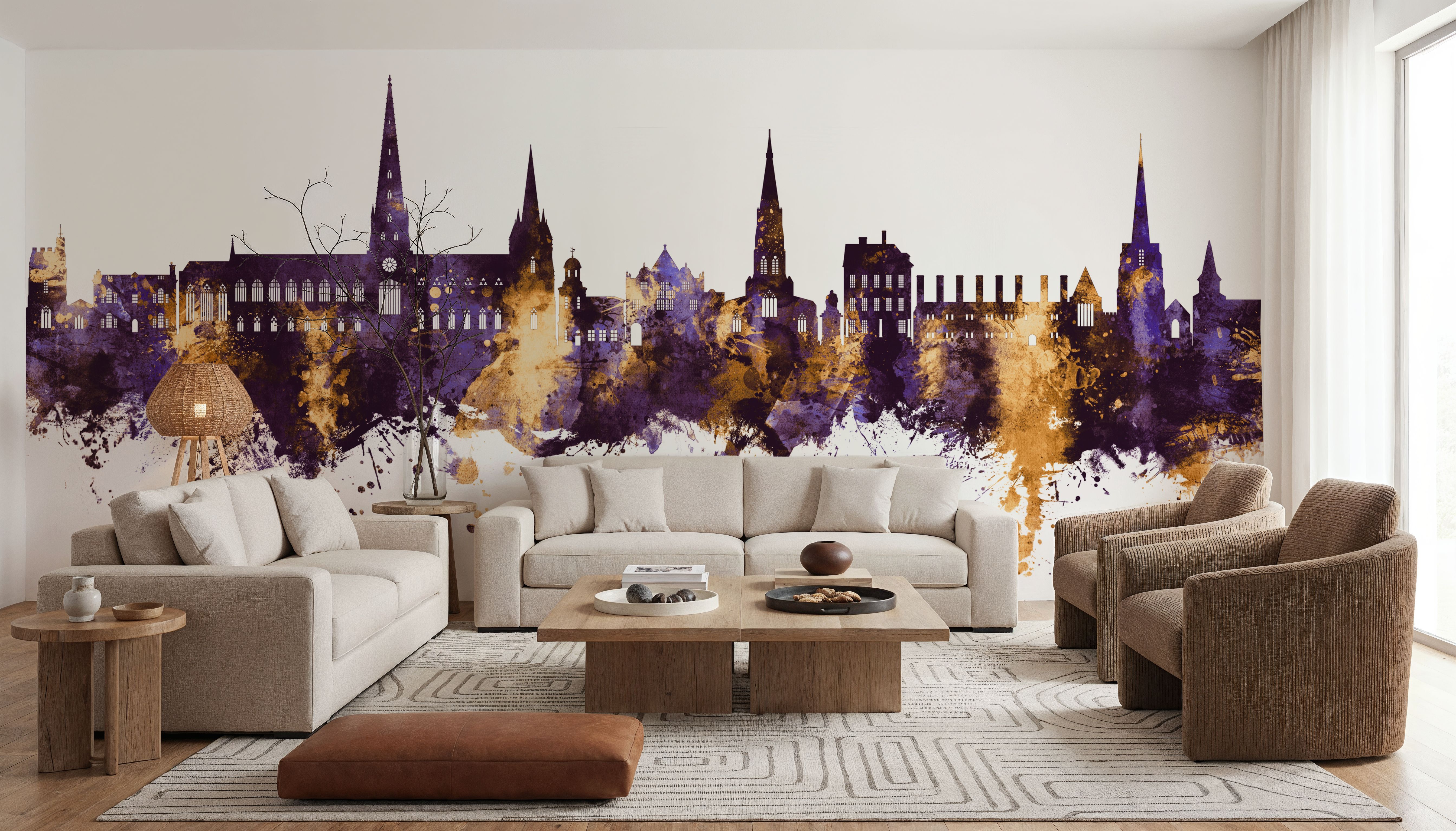 Lichfield England Skyline Purple & Gold