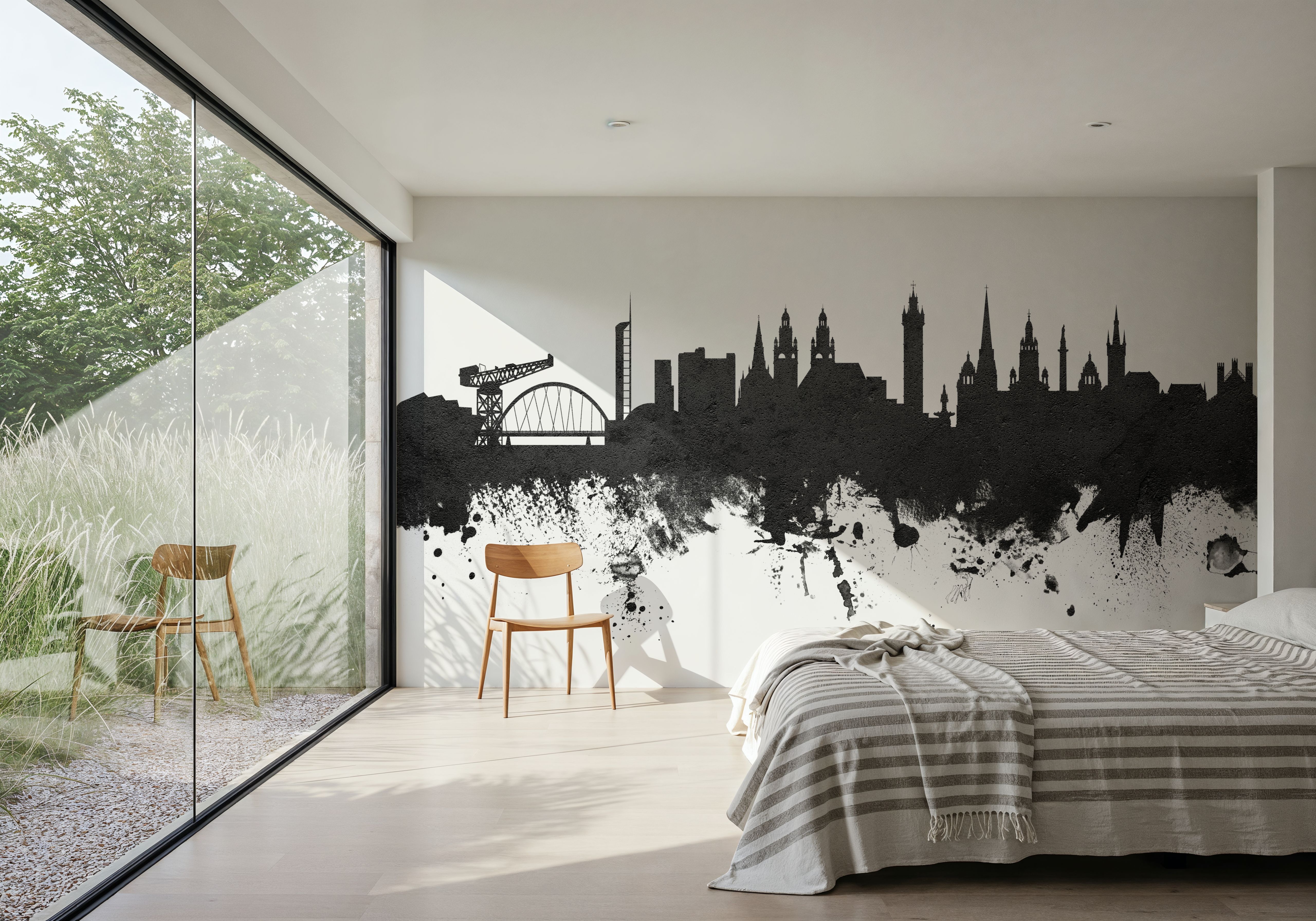 Glasgow Scotland Skyline Black & White